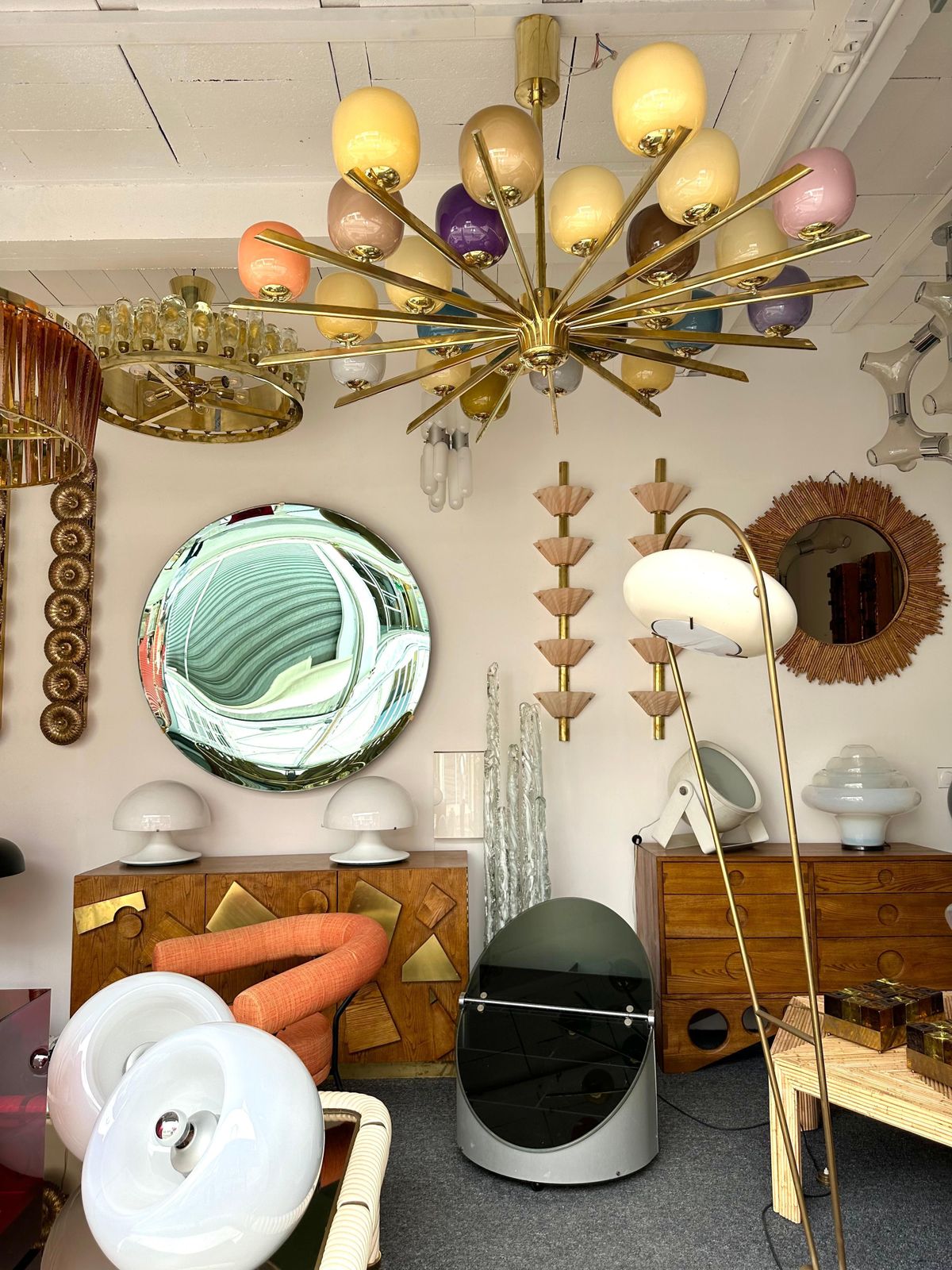 Large Contemporary Candy Chandelier Brass And Murano Glass , Italy photo 10293.0