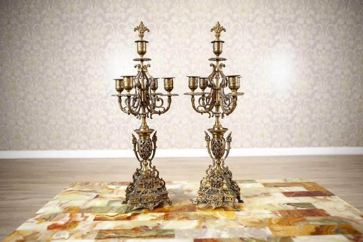 photo for sale Unique French Style Mantel Clock With Candelabras, Early 20th Century