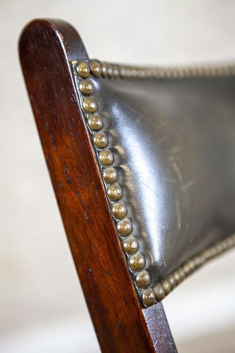 515.0 20th Century Walnut Folding Chair Upholstered With Dark Green Leather photo