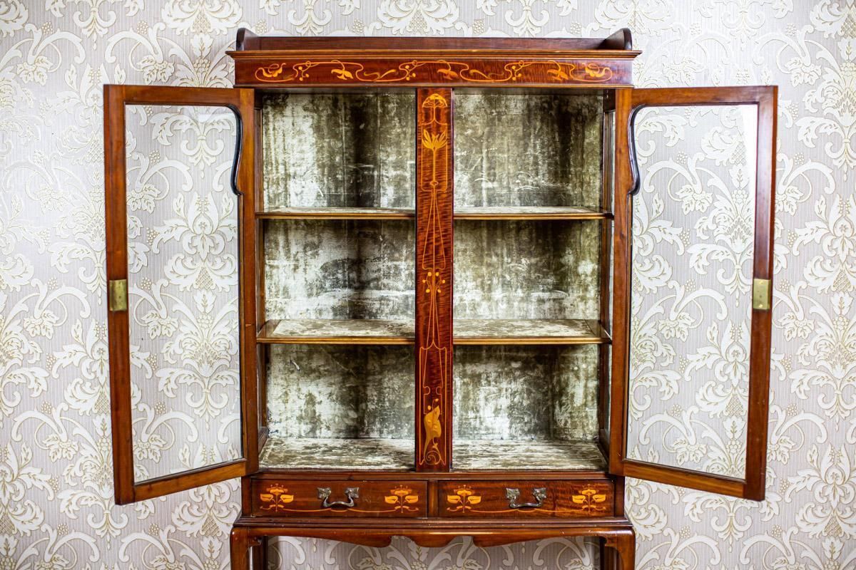 English Mahogany Inlaid Showcase From The 19th Century photo for sale