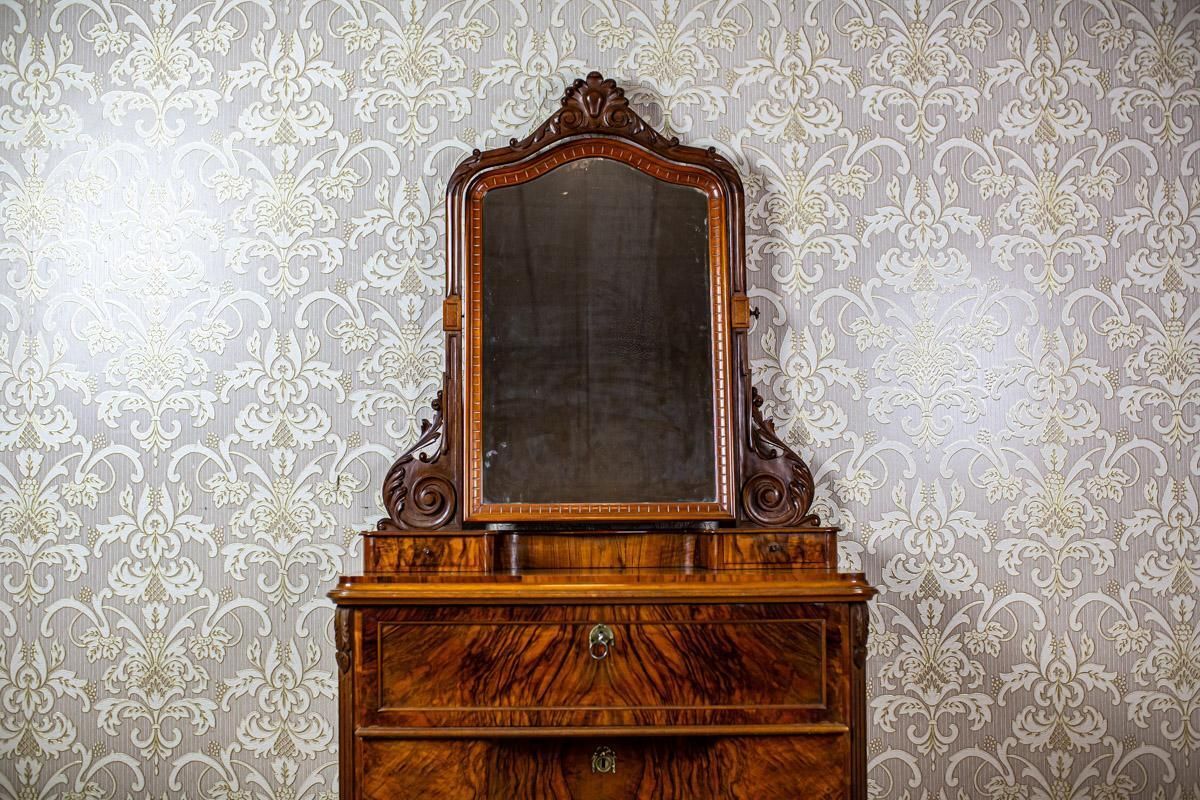 19th Century Two Part Dresser With Mirror In Brown Veneered With Rosewood photo furniture