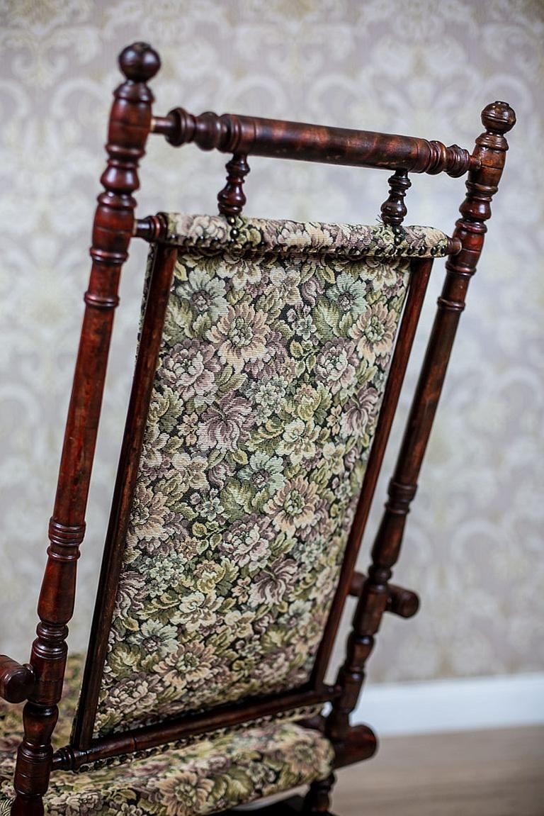 Eclectic 19th Century Spring Rocking Chair In Floral Fabric photo Furniture
