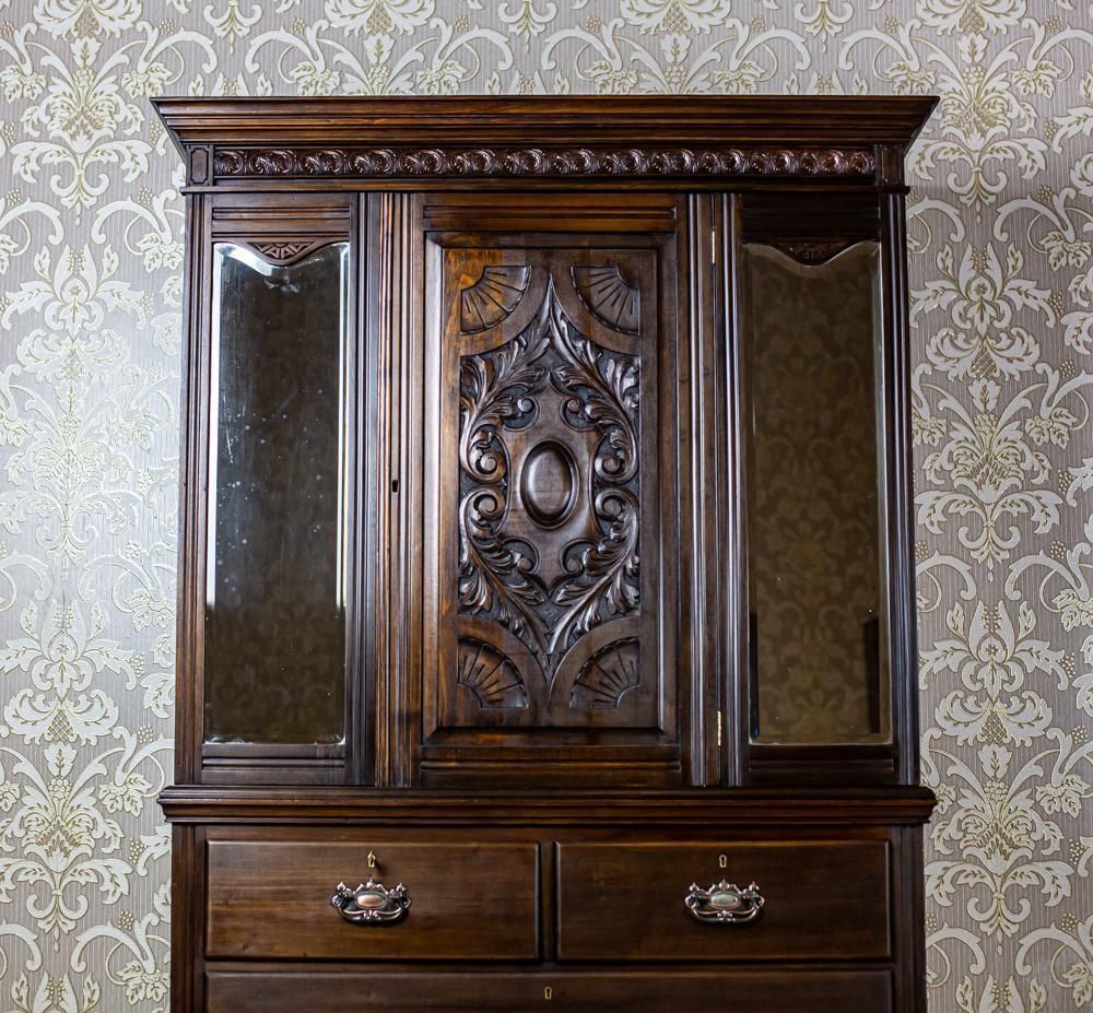 photo for sale Scandinavian Walnut Buffet In Dark Brown, Early 20th Century