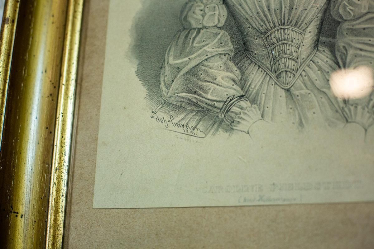 19th Century Lithograph, A Portrait Of A Dancer photo Art