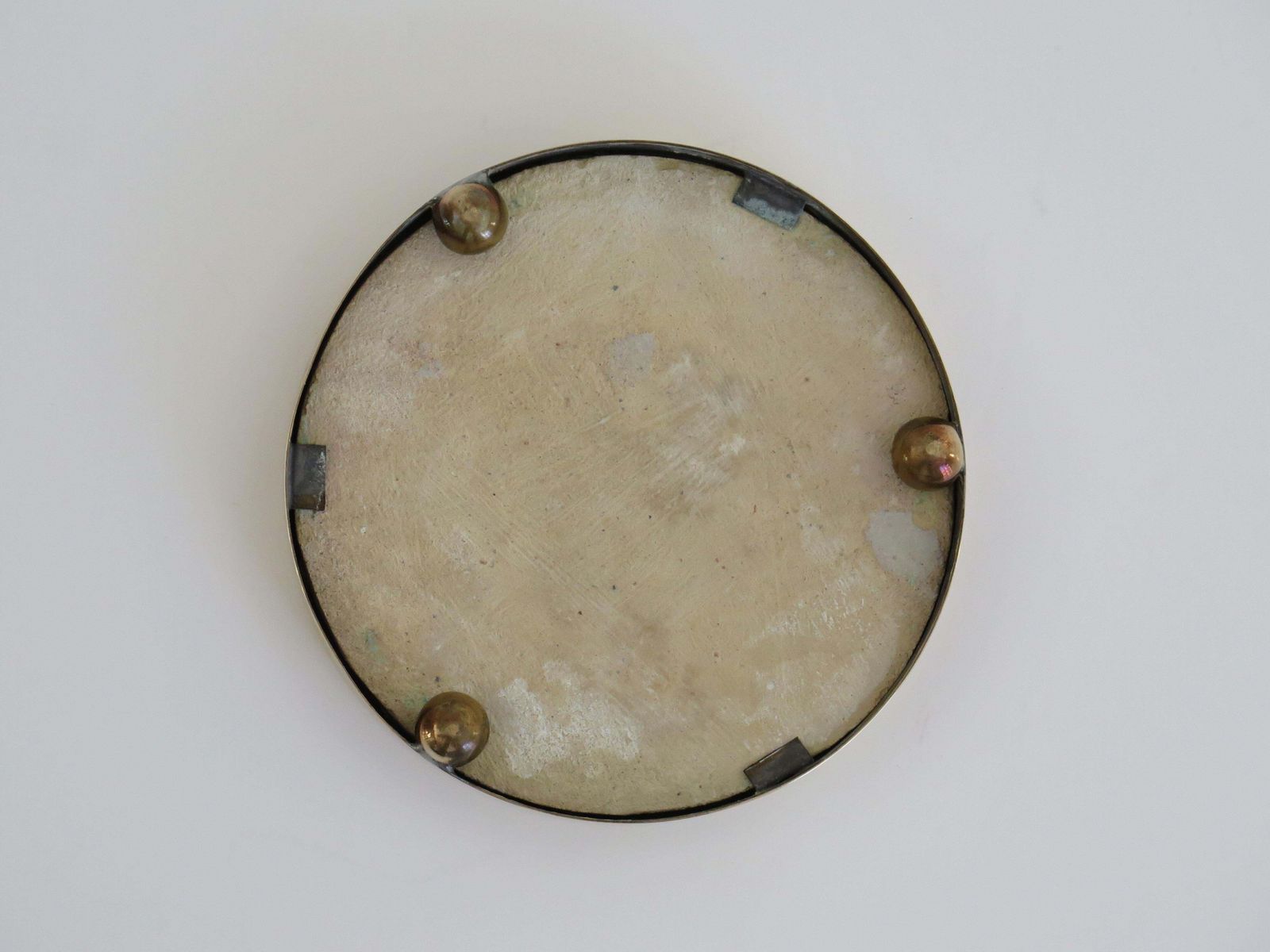 260.0 Antique 18th C Delft Manganese Tile Stand In Brass Frame With Bun Feet, Ca 1760 photo