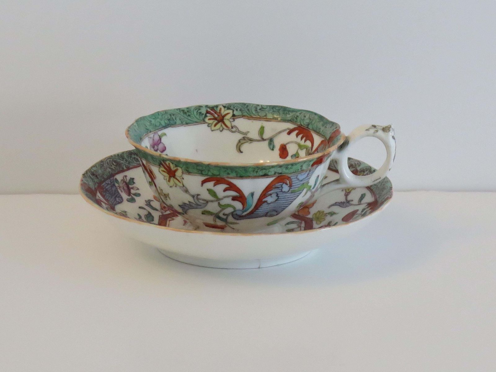 photo furniture William Ivth Pair (A) Of C J Masons Cups & Saucers Porcelain Ptn 223, Ca 1830