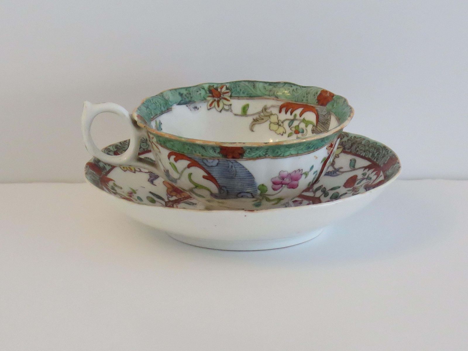 photo for sale William Ivth Pair (A) Of C J Masons Cups & Saucers Porcelain Ptn 223, Ca 1830