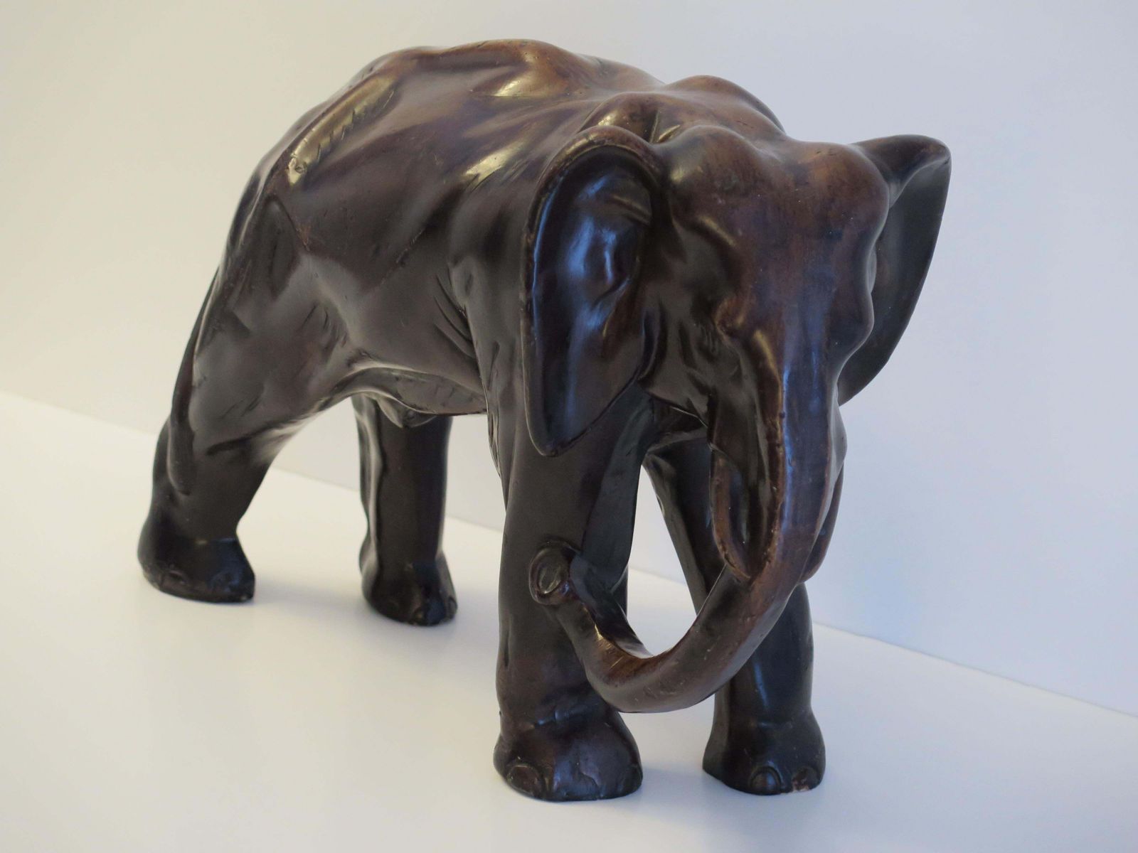 Large Elephant Stone Sculpture Hand Made And Signed Under The Foot, Circa 1920 photo Art