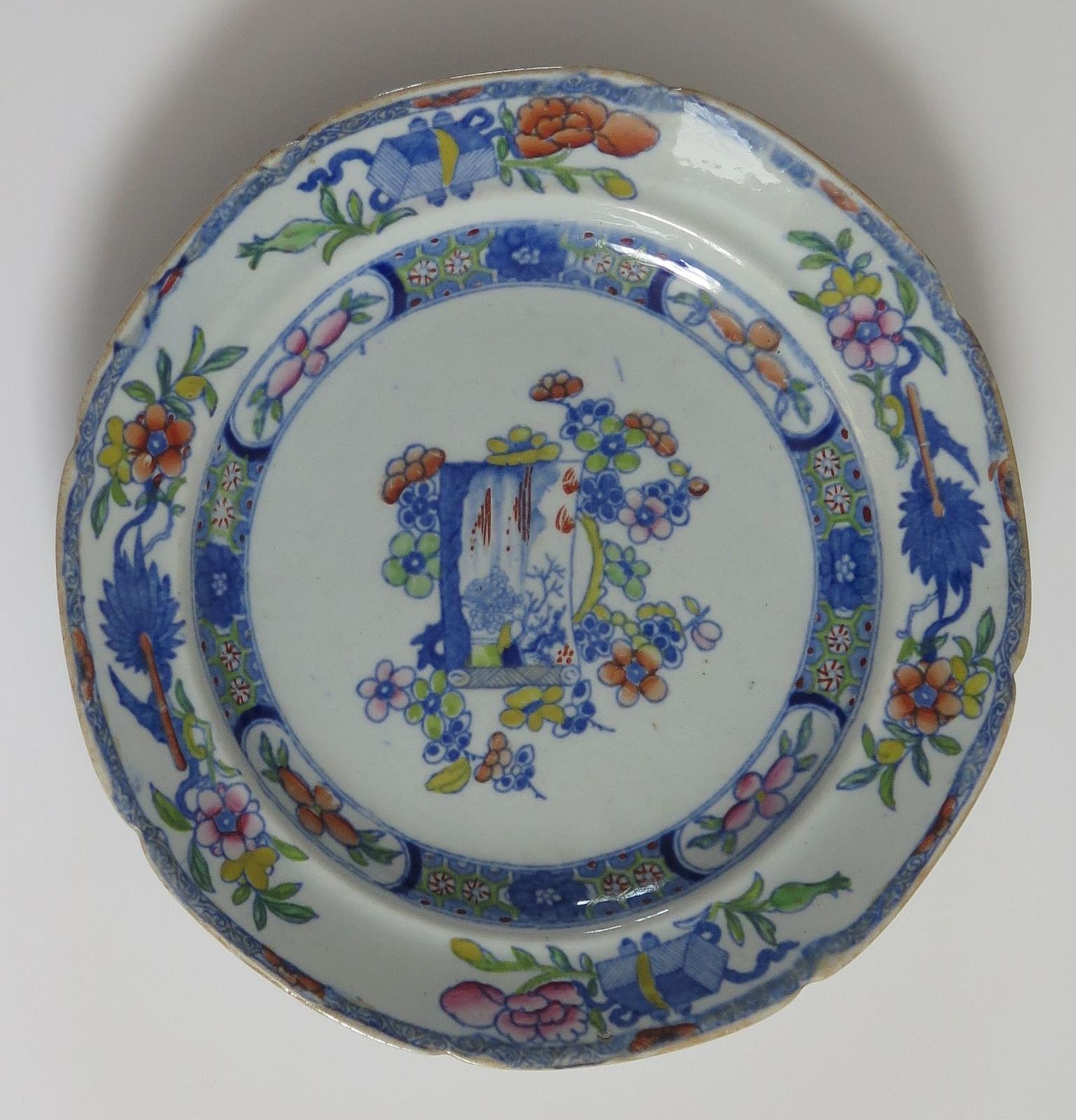 Georgian Set Of Six Masons Ironstone Desert Plates Scroll Landscape Ptn, Ca 1818 photo 595.0