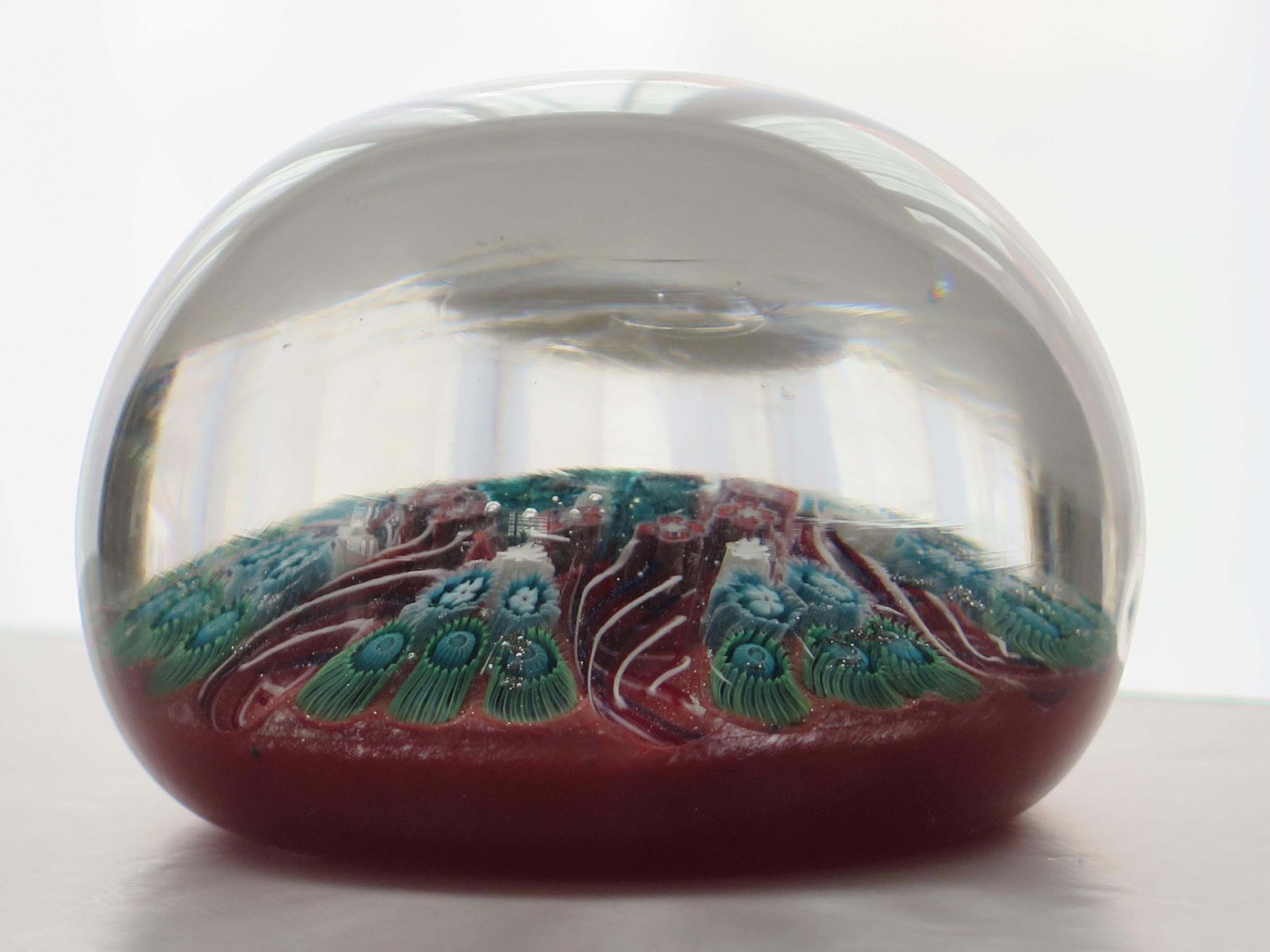 photo vintage Glass Millefiori Vasart Paperweight Hand Blown, Scotland Circa 1960