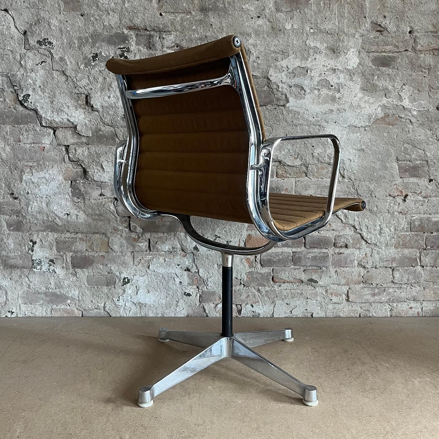 Set Of Four First Chrome Base Ea 107, Brown Hopsack Upholstery By Herman Miller photo Furniture