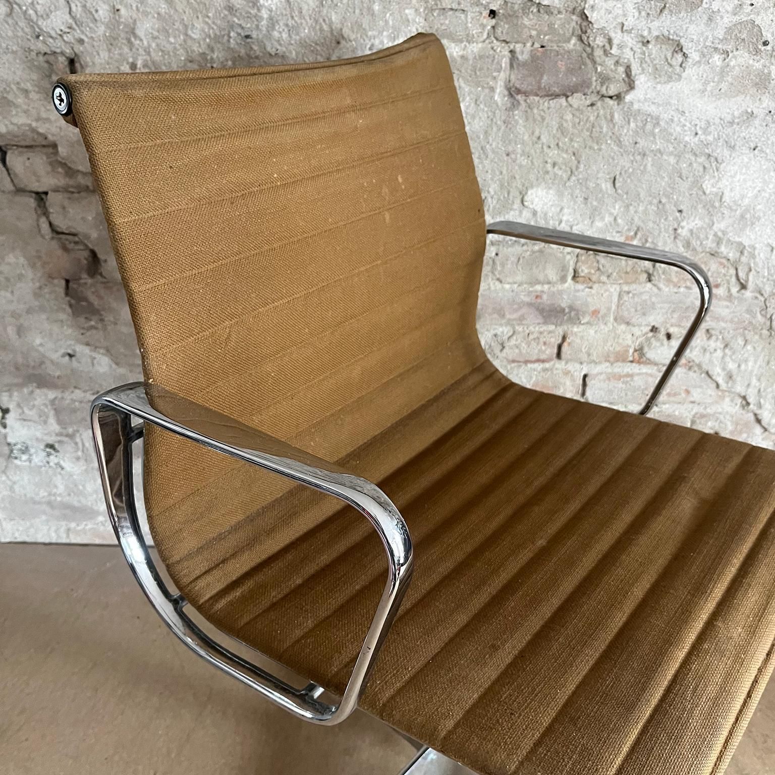 Set Of Four First Chrome Base Ea 107, Brown Hopsack Upholstery By Herman Miller photo buy