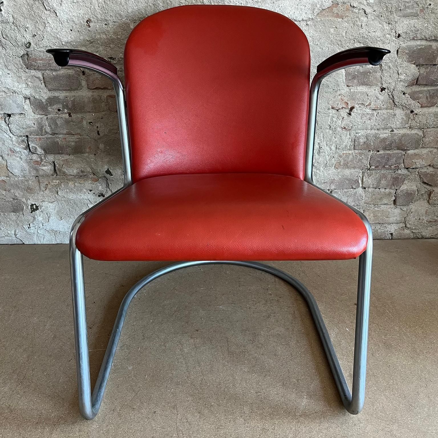 Gispen 413 In Original Sixties Red Skai With Black Armrests photo vinterior