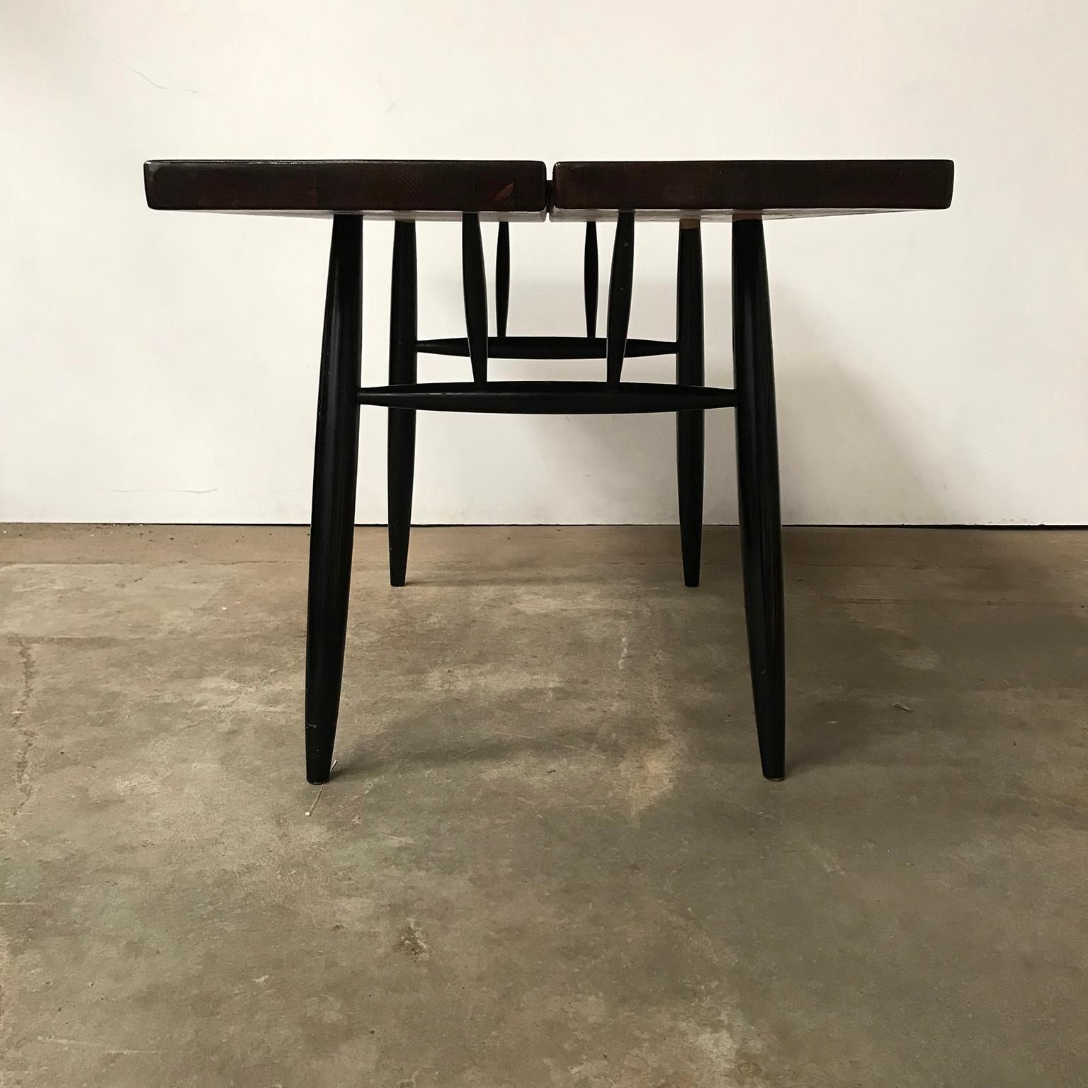 1950's, Set Of Table Red Brown Table Top And Four Pirkka Chairs By Tapiovaara photo furniture