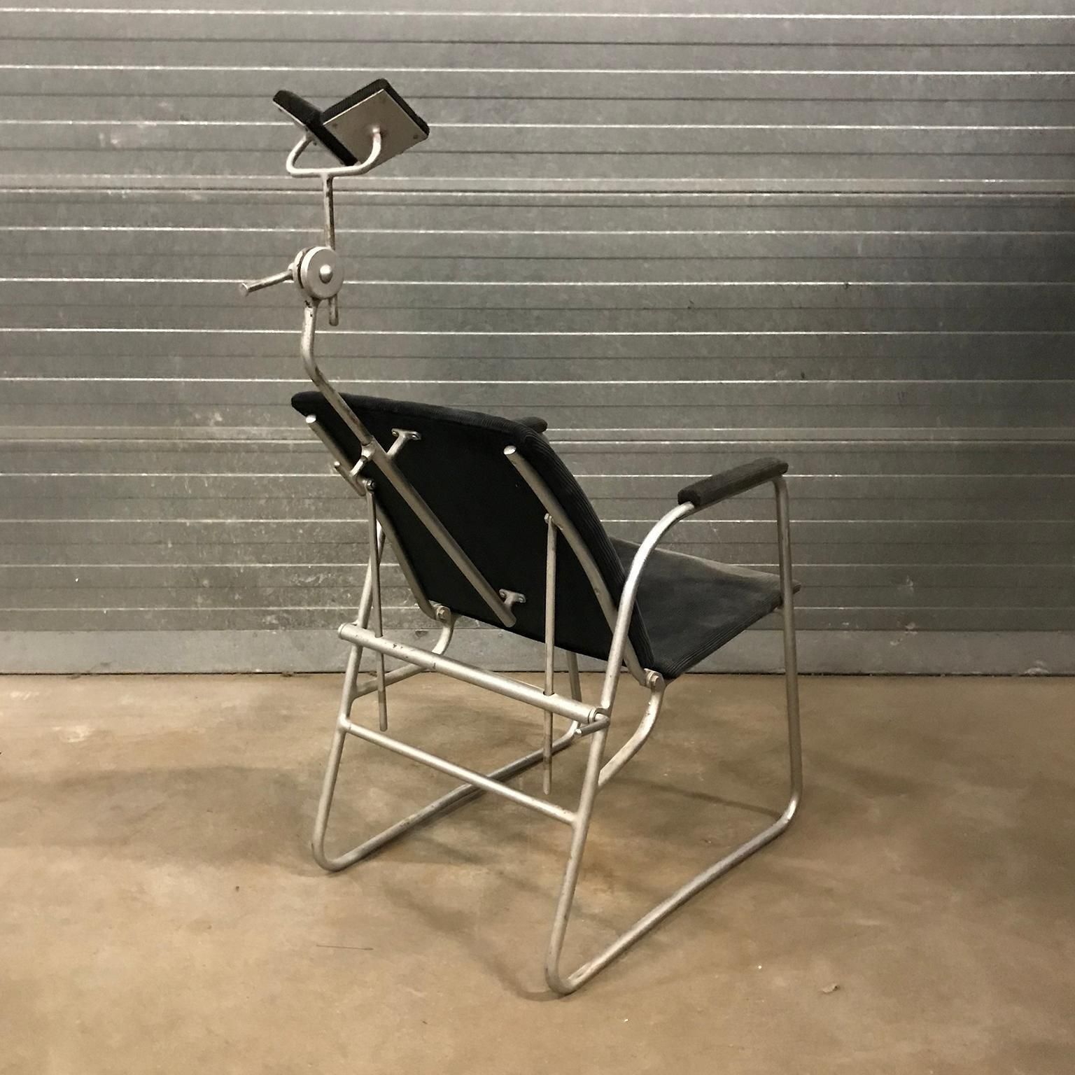 Unique Barber Chair In Black Corduroy, Circa 1960 photo 1244.0