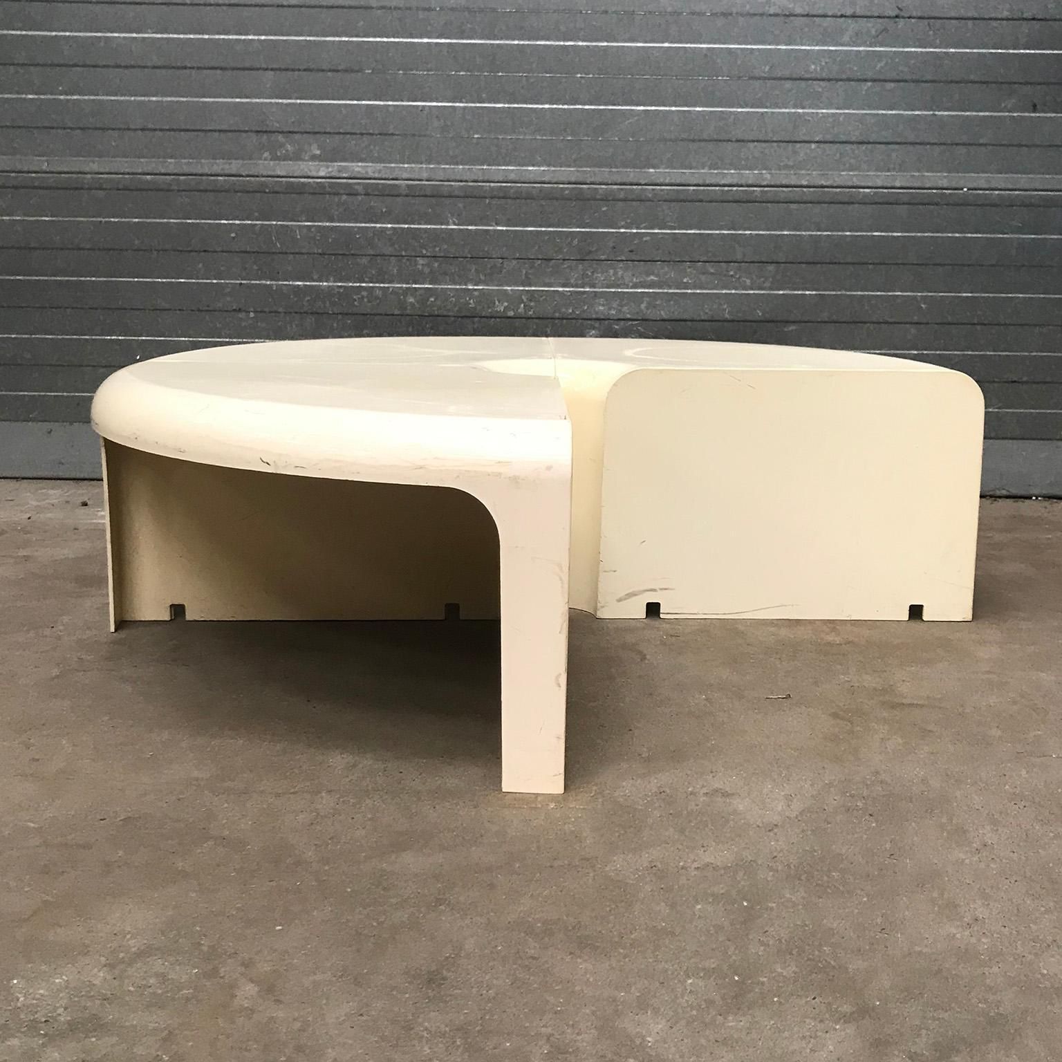 Three Half Round Plastic Side Tables In Off White, Circa 1970 photo vinterior