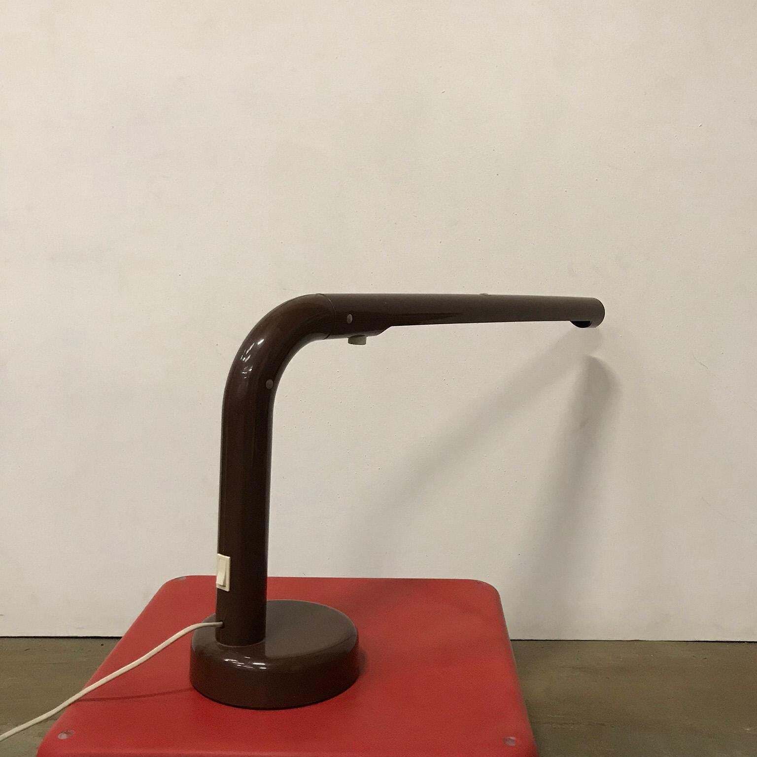 1960, Anders Pehrson For Atelje Lyktan, Sweden, Tube Desk Lamp In Brown Plastic photo for sale