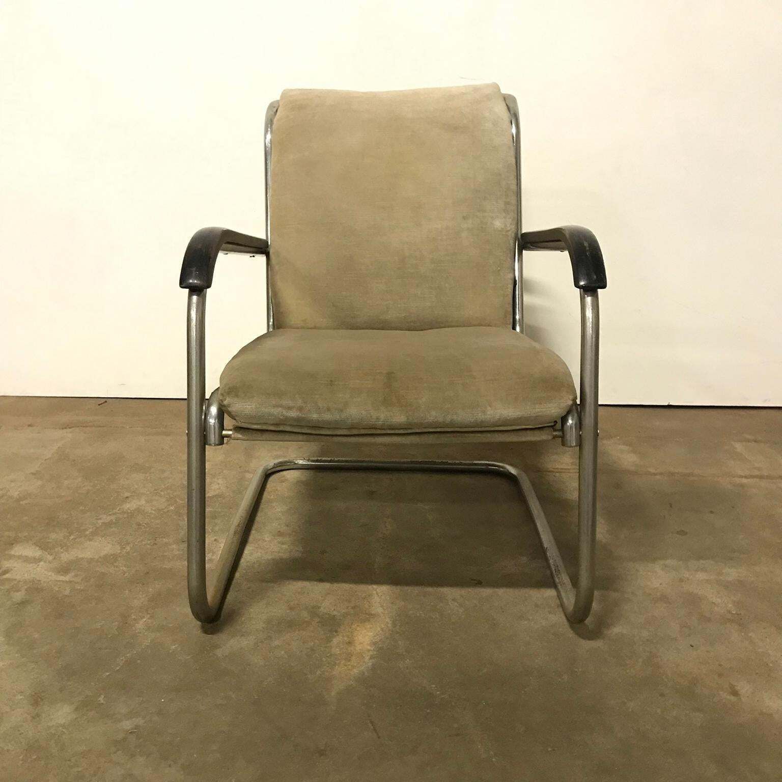 1930, Paul Schuitema Easy Chair, Fabric With Black Lacquered Wooden Armrests photo 1673.0
