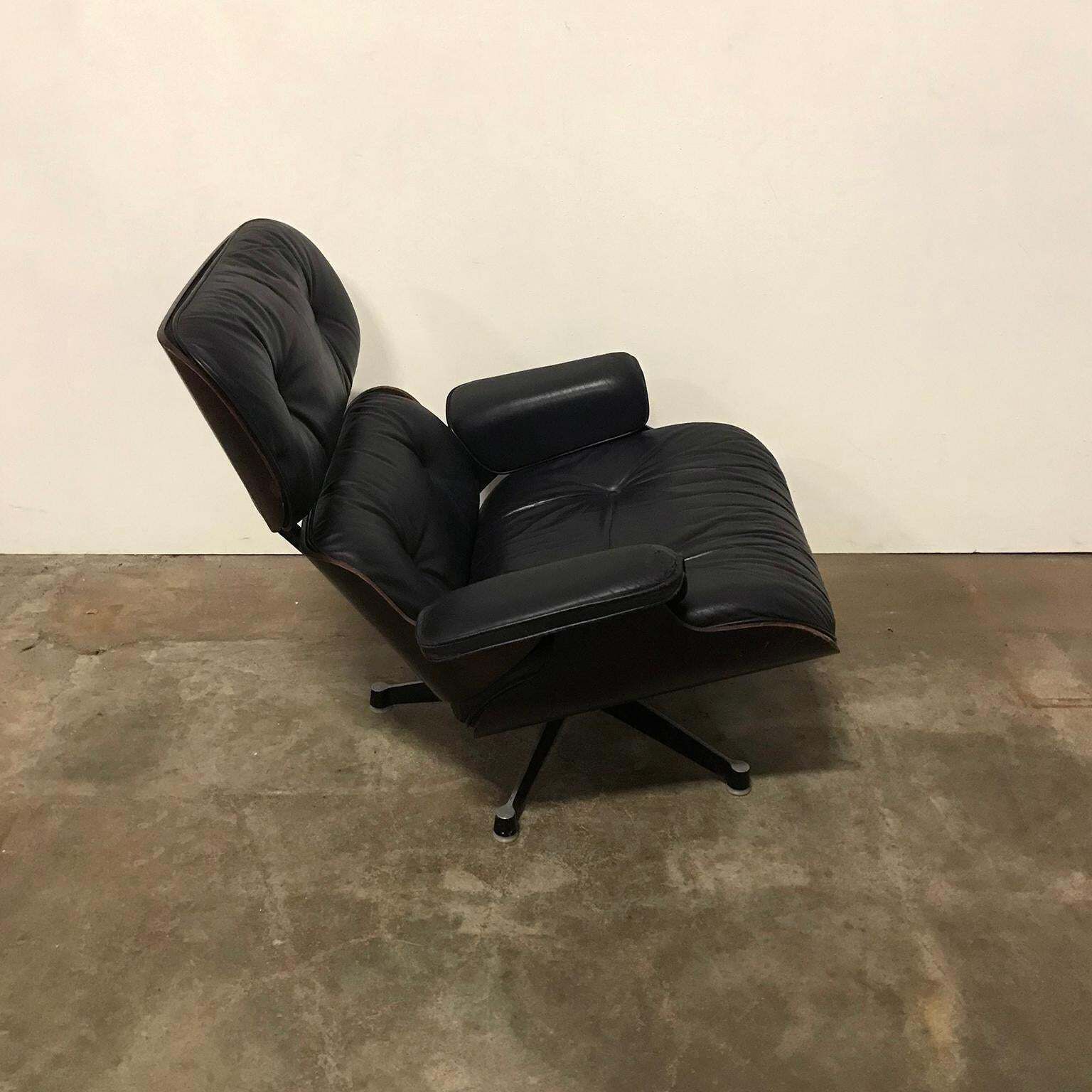 1956, Ray & Charles Eames Lounge Chair, Rare First Edition 1956 In Black Leather photo for sale