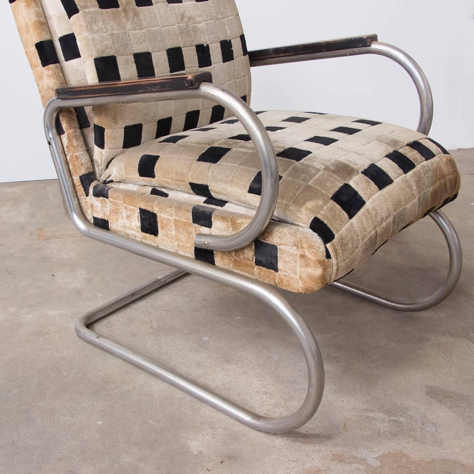 Original French Art Deco Lounge Chair And Original Soft Comfy Fabric, Circa 1935 photo vinterior