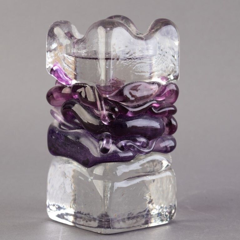 Sanders & Wallace Signed Hand Blown Glass Candle Holder photo furniture