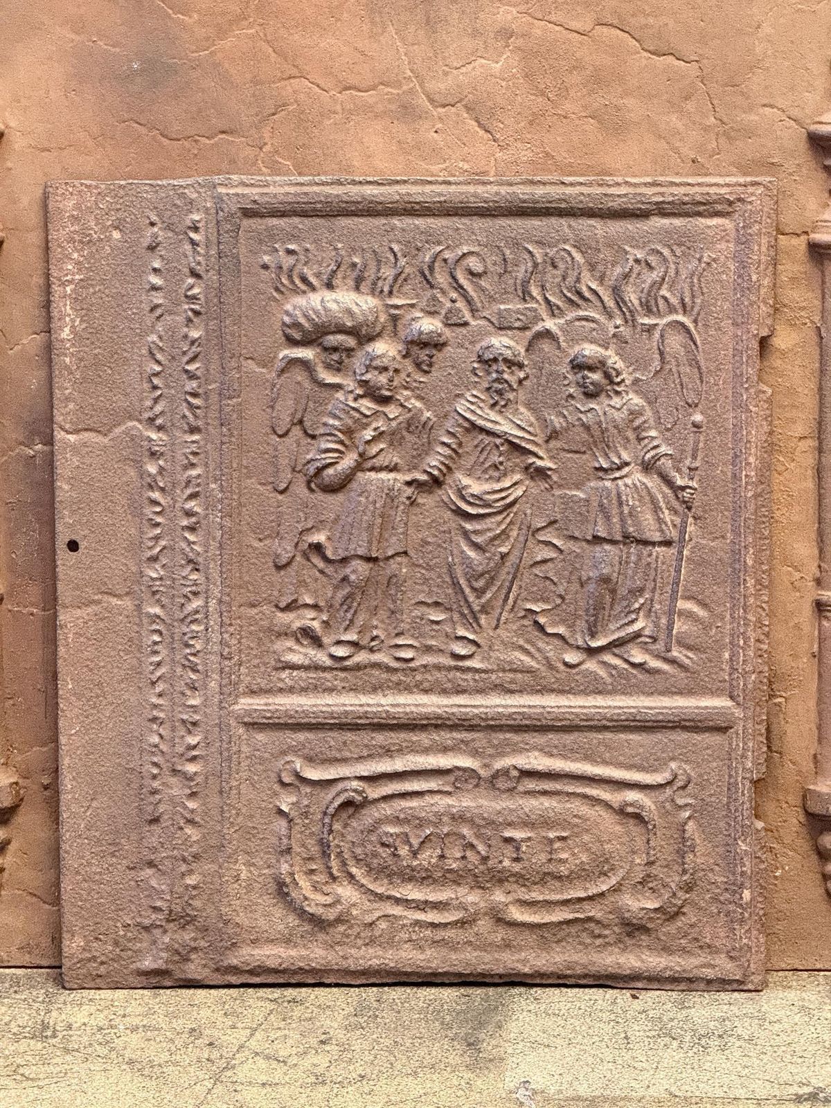 17th Century German 'Lot And Daughters' Stove Plate / Backsplash, Gothic Period photo furniture