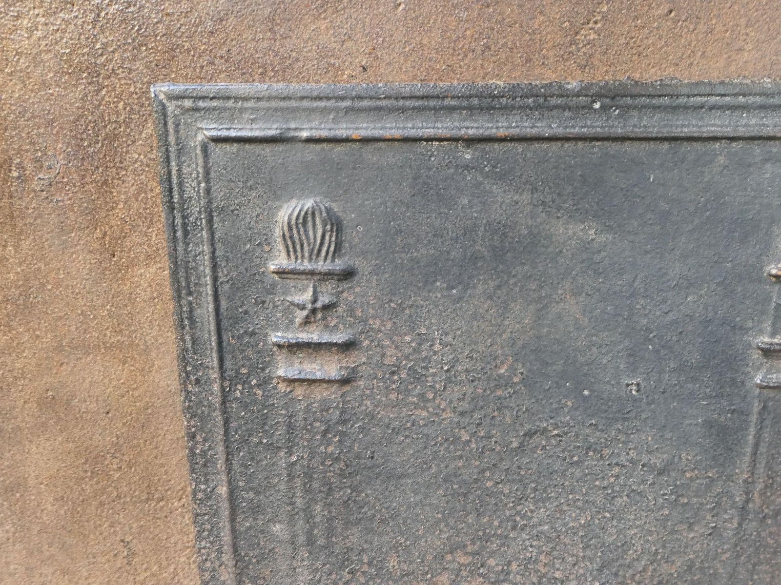 French Neoclassical 'Pillars Of Freedom' Fireback / Backsplash, Early 19th C photo vintage