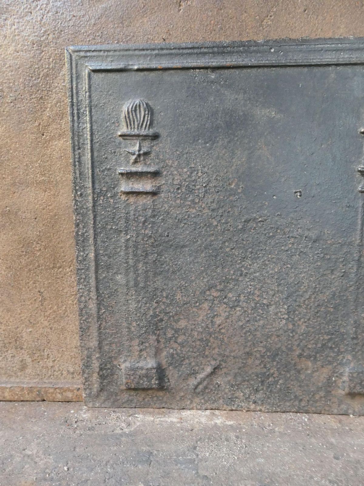 photo for sale French Neoclassical 'Pillars Of Freedom' Fireback / Backsplash, Early 19th C