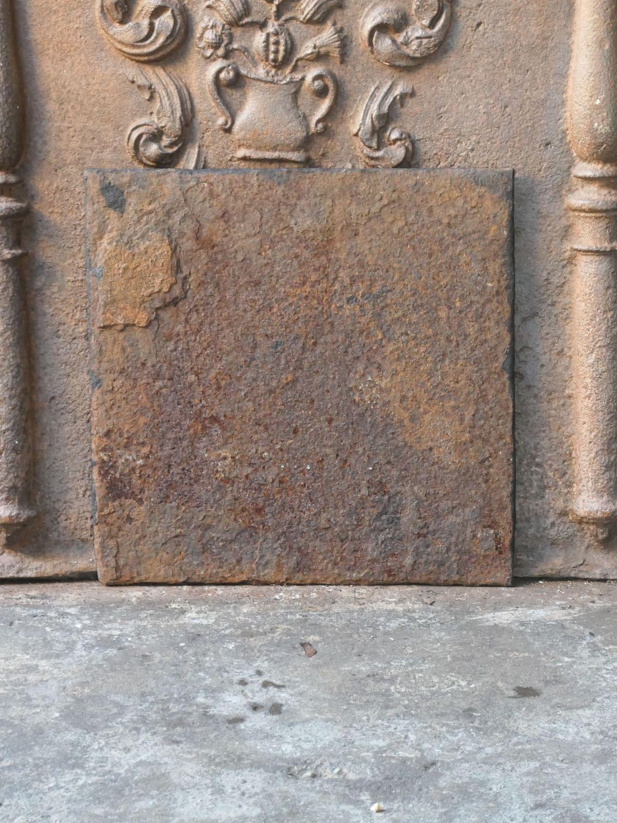 photo furniture Small French 'Pillars Of Freedom' Fireback / Backsplash, Early 19th Century
