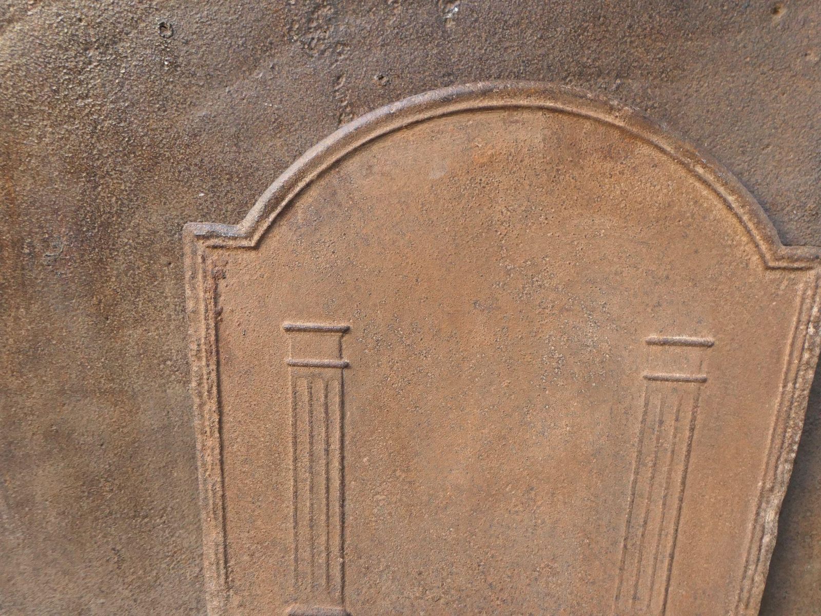French Neoclassical 'Pillars Of Freedom' Fireback / Backsplash, Early 19th Centu photo vintage