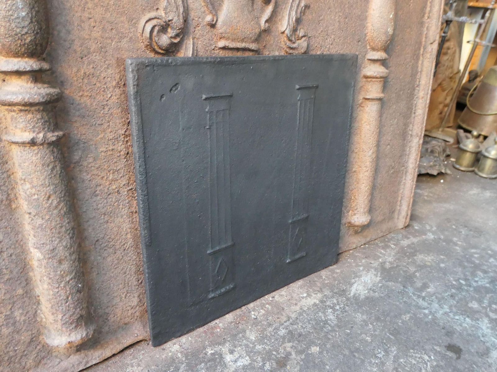 photo furniture French 'Pillars Of Freedom' Fireback / Backsplash, Early 19th Century