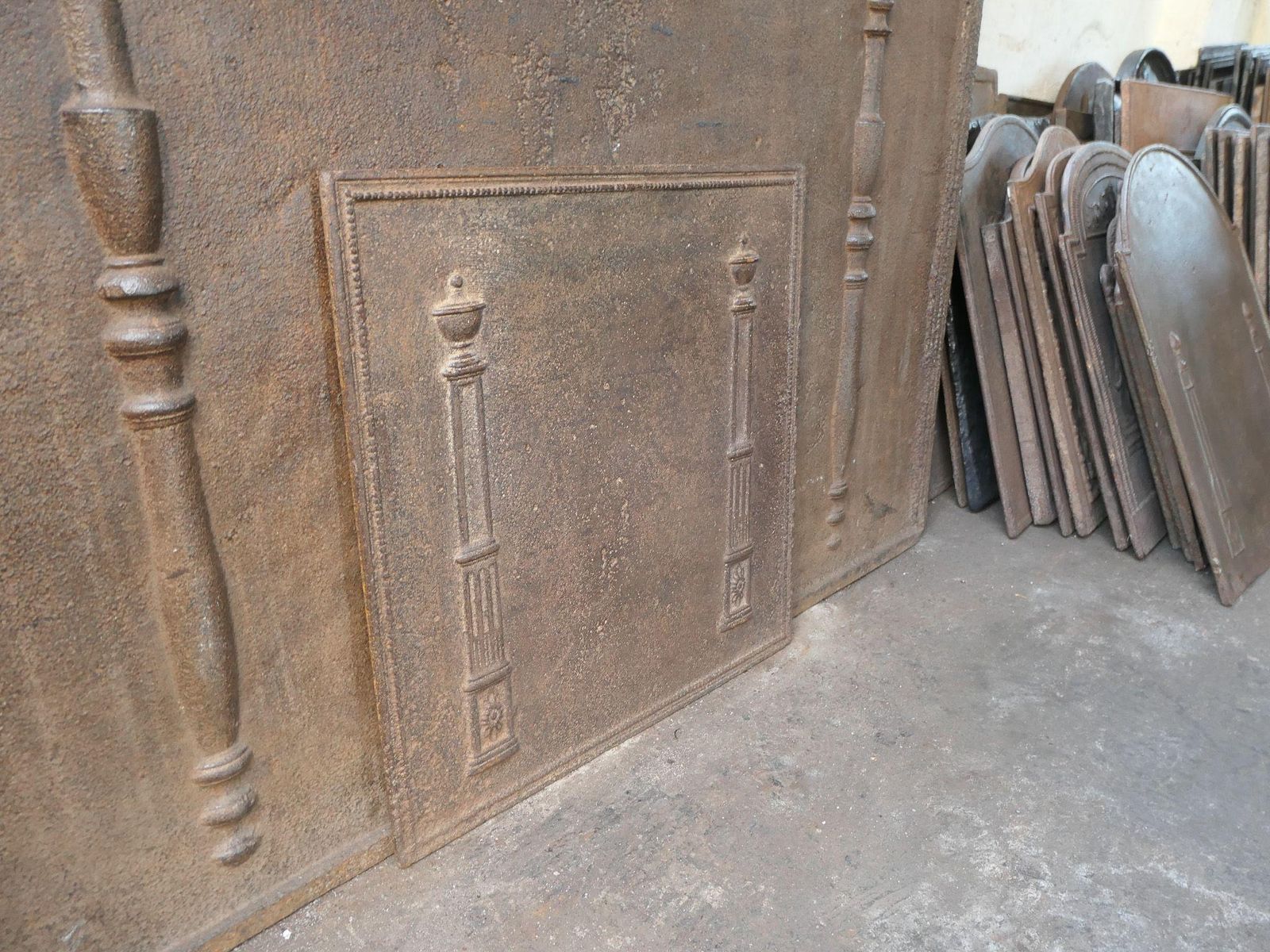photo furniture French 'Pillars Of Freedom' Fireback / Backsplash, Early 19th Century