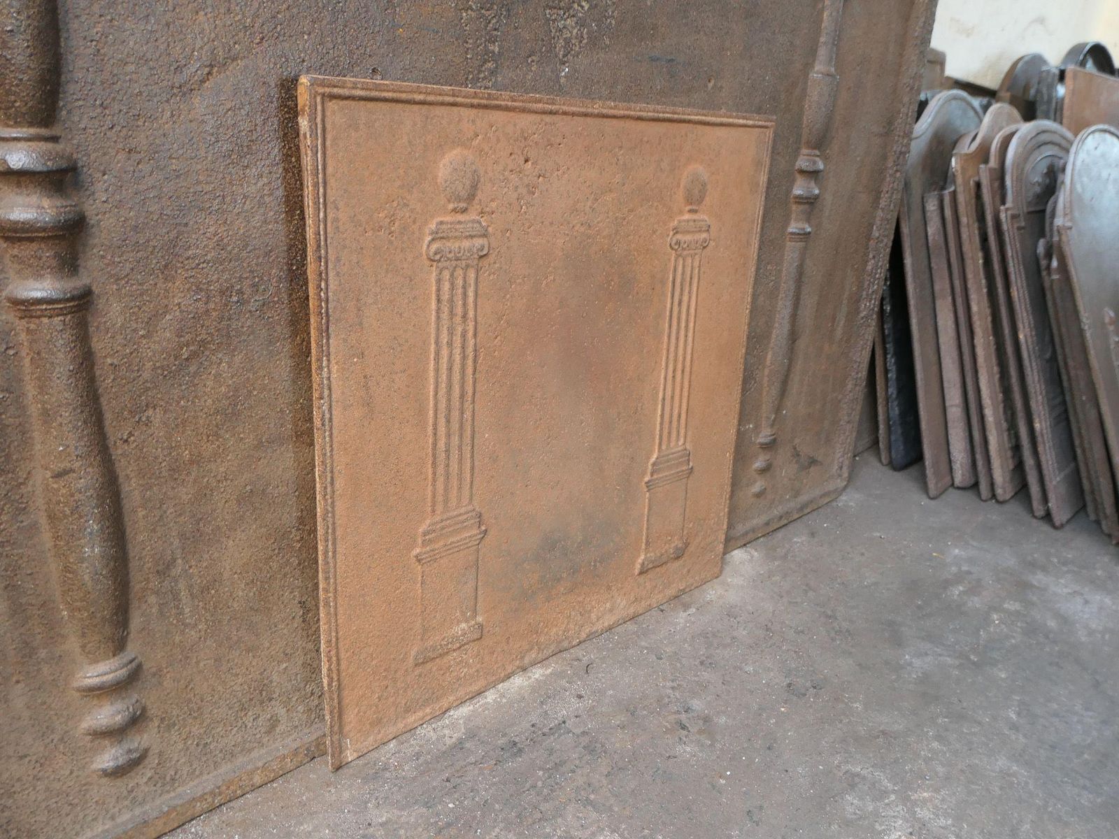 photo furniture French 'Pillars Of Freedom' Fireback / Backsplash, Early 19th C.