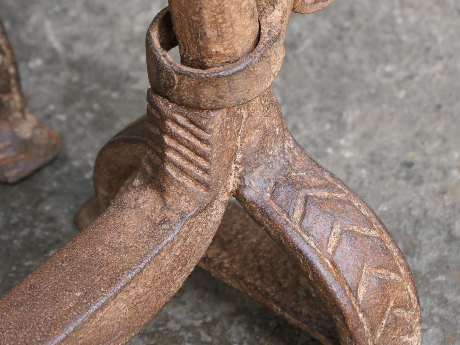 photo furniture Hand Forged French Gothic Andirons Or Firedogs, 17th Century Period