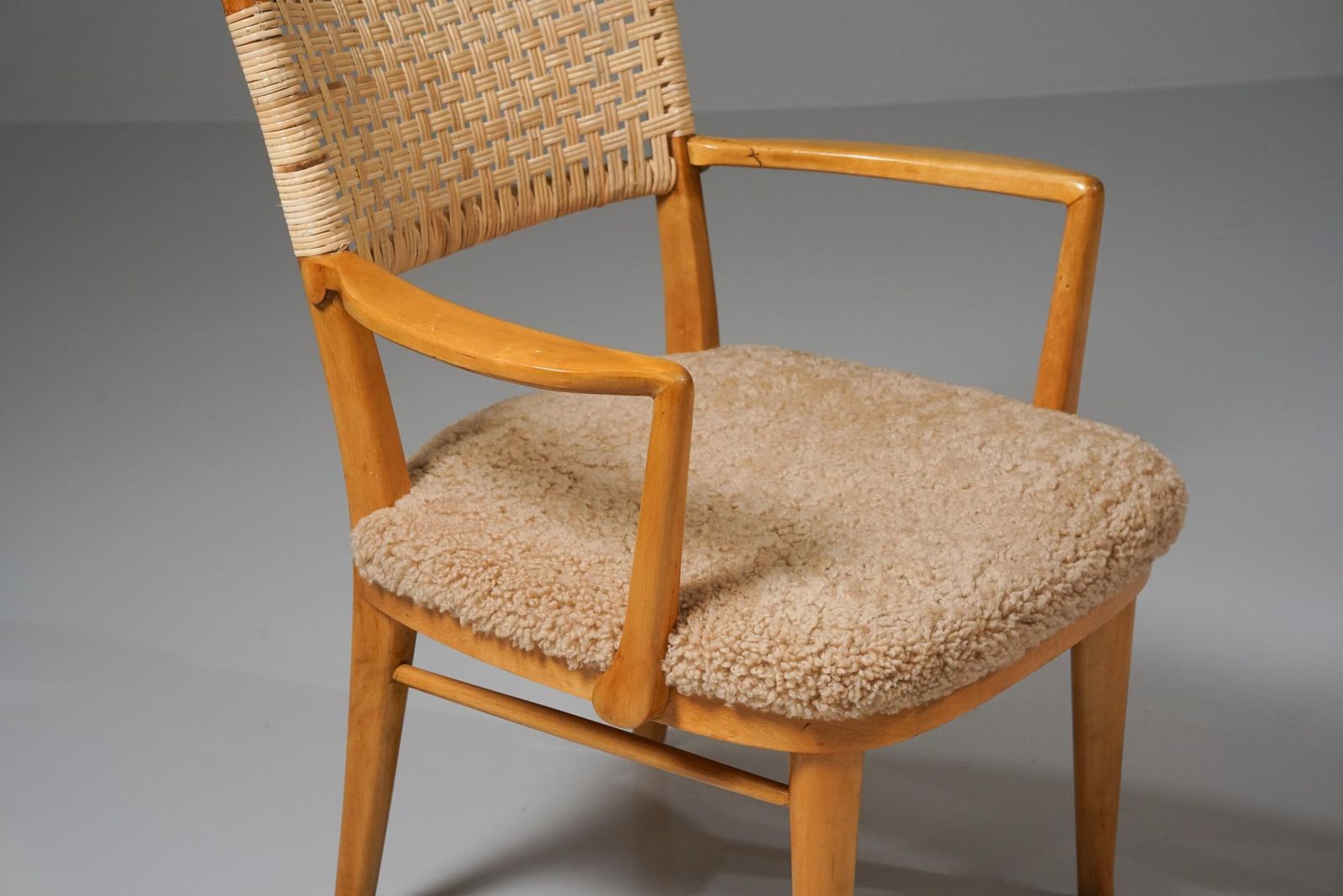 Set Of Two Rare Chairs In Shearling And Birch, Arttu Brummer, Finland, 1940s photo 5575.0