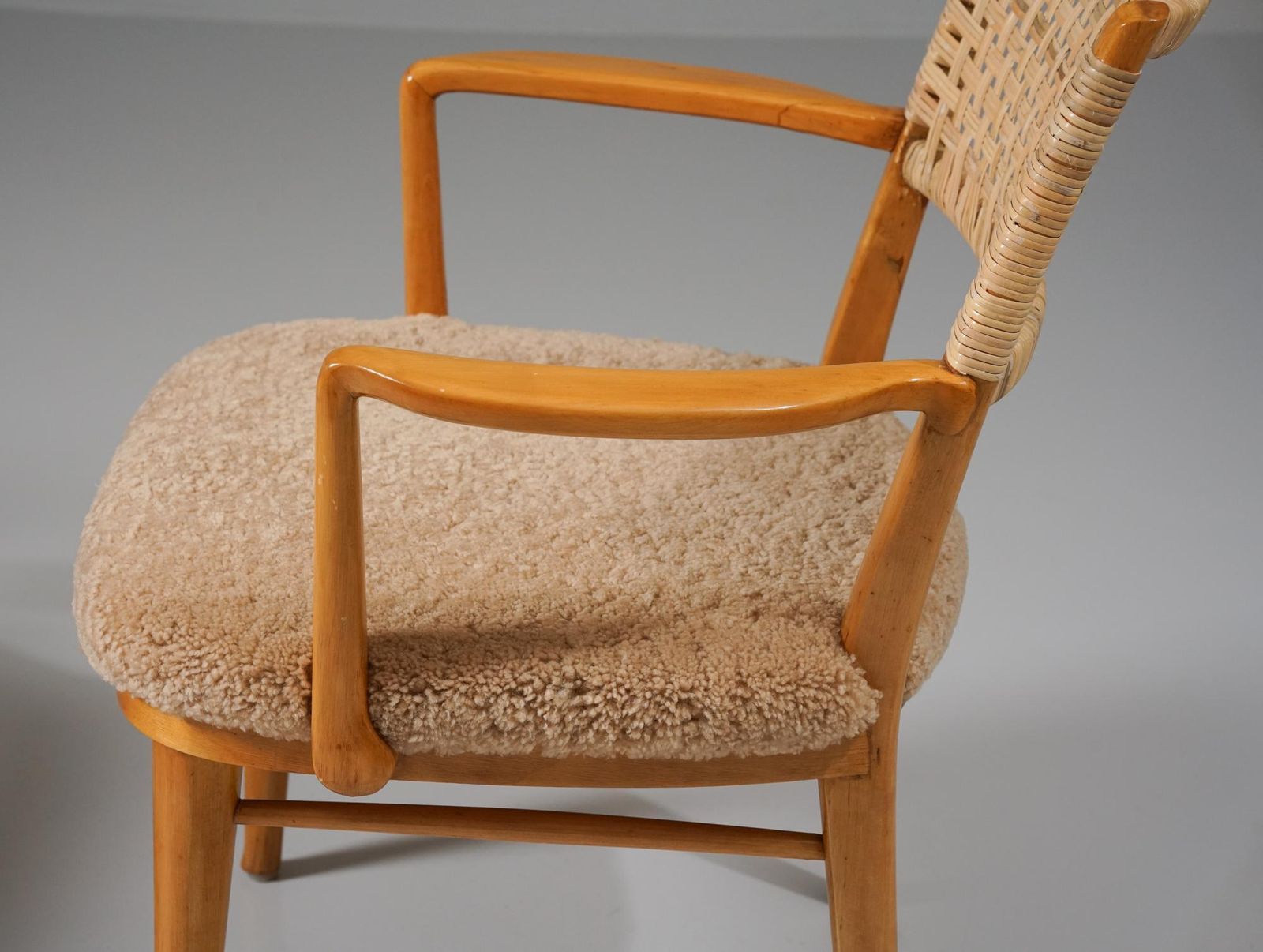 Set Of Two Rare Chairs In Shearling And Birch, Arttu Brummer, Finland, 1940s photo buy