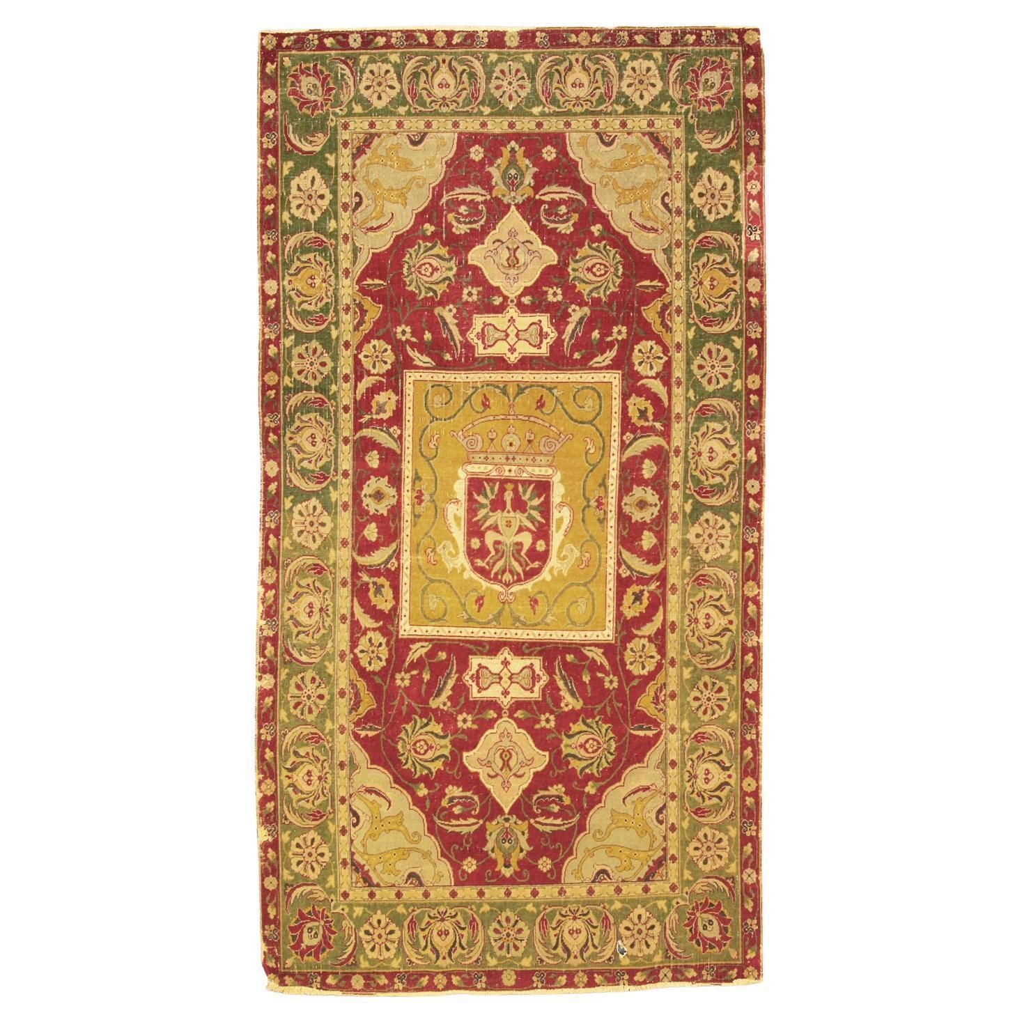 Antique Indian Polonaise Wool&Metal Rug, Ca. 1900