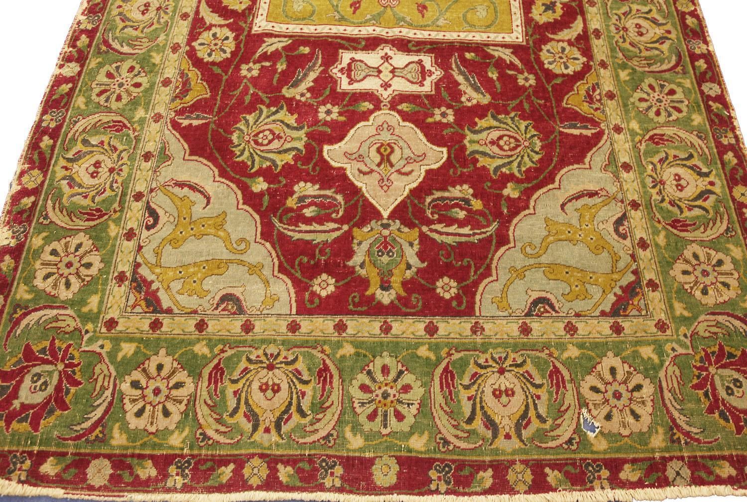 Antique Indian Polonaise Wool&Metal Rug, Ca. 1900 photo Textiles
