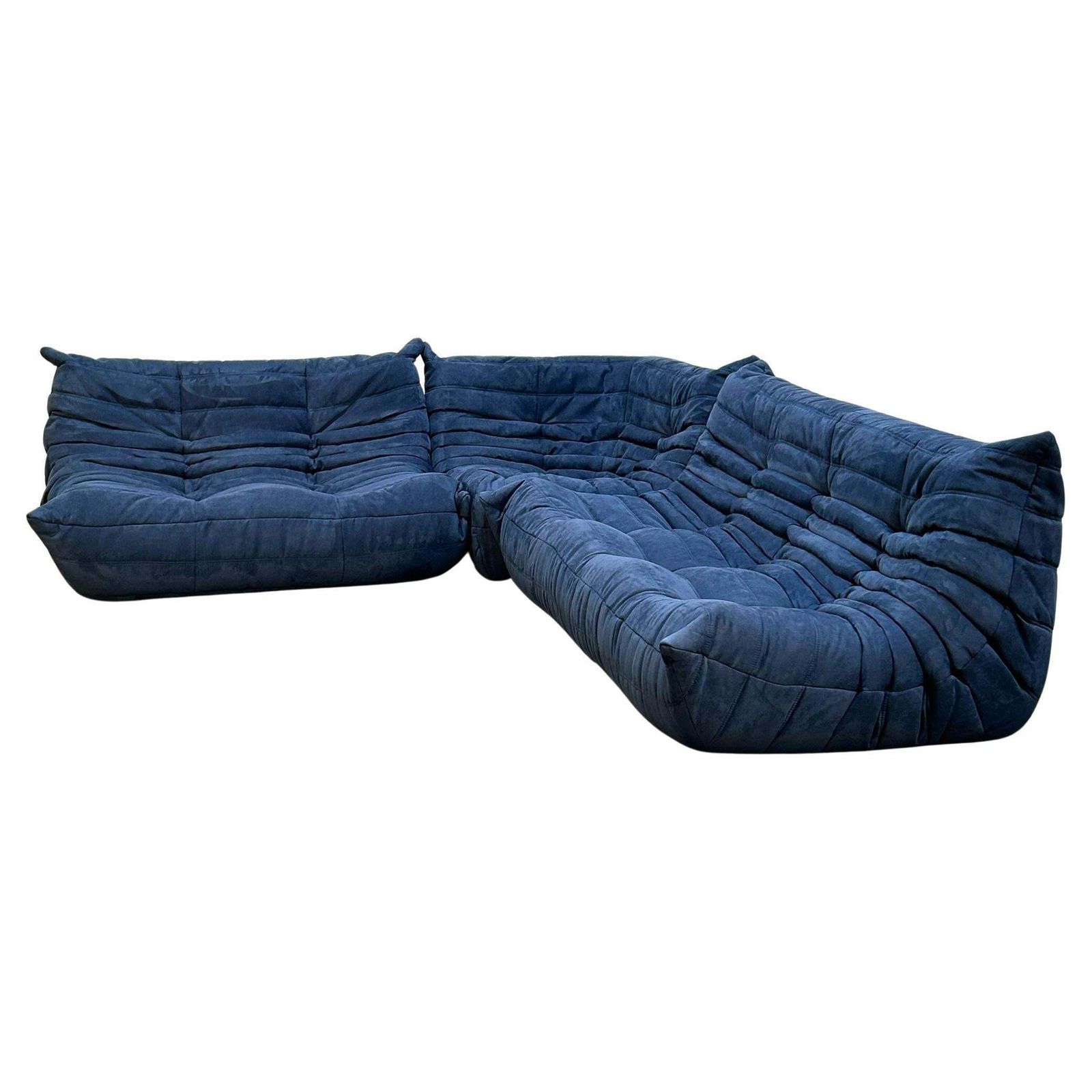 Ligne Roset Blue Modular Togo Sofa By Michel Ducaroy, Set Of Three