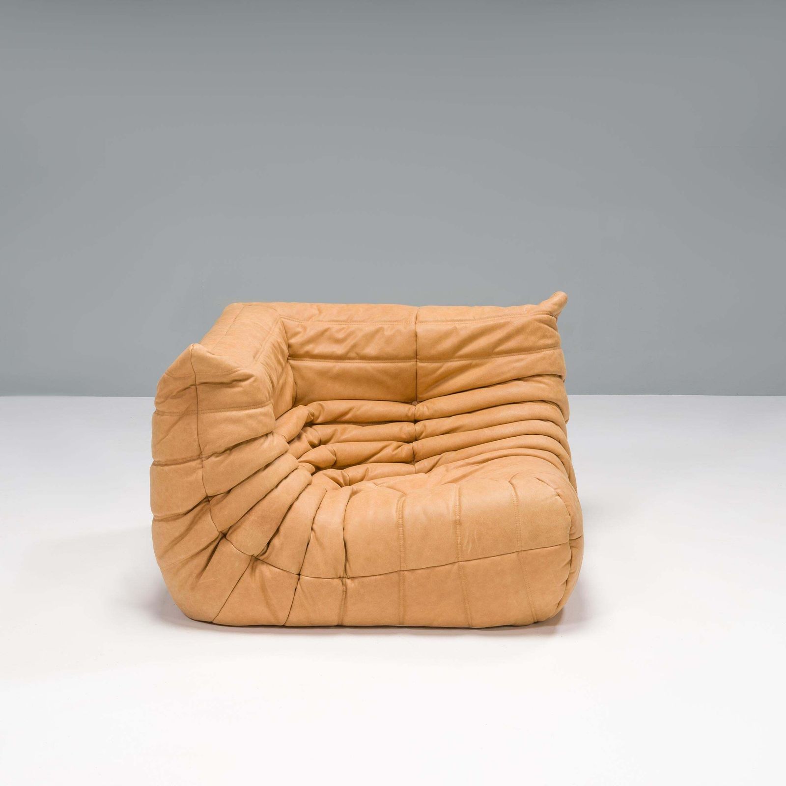 Ligne Roset By Michel Ducaroy Camel Brown Leather Togo, Set Of Three photo buy