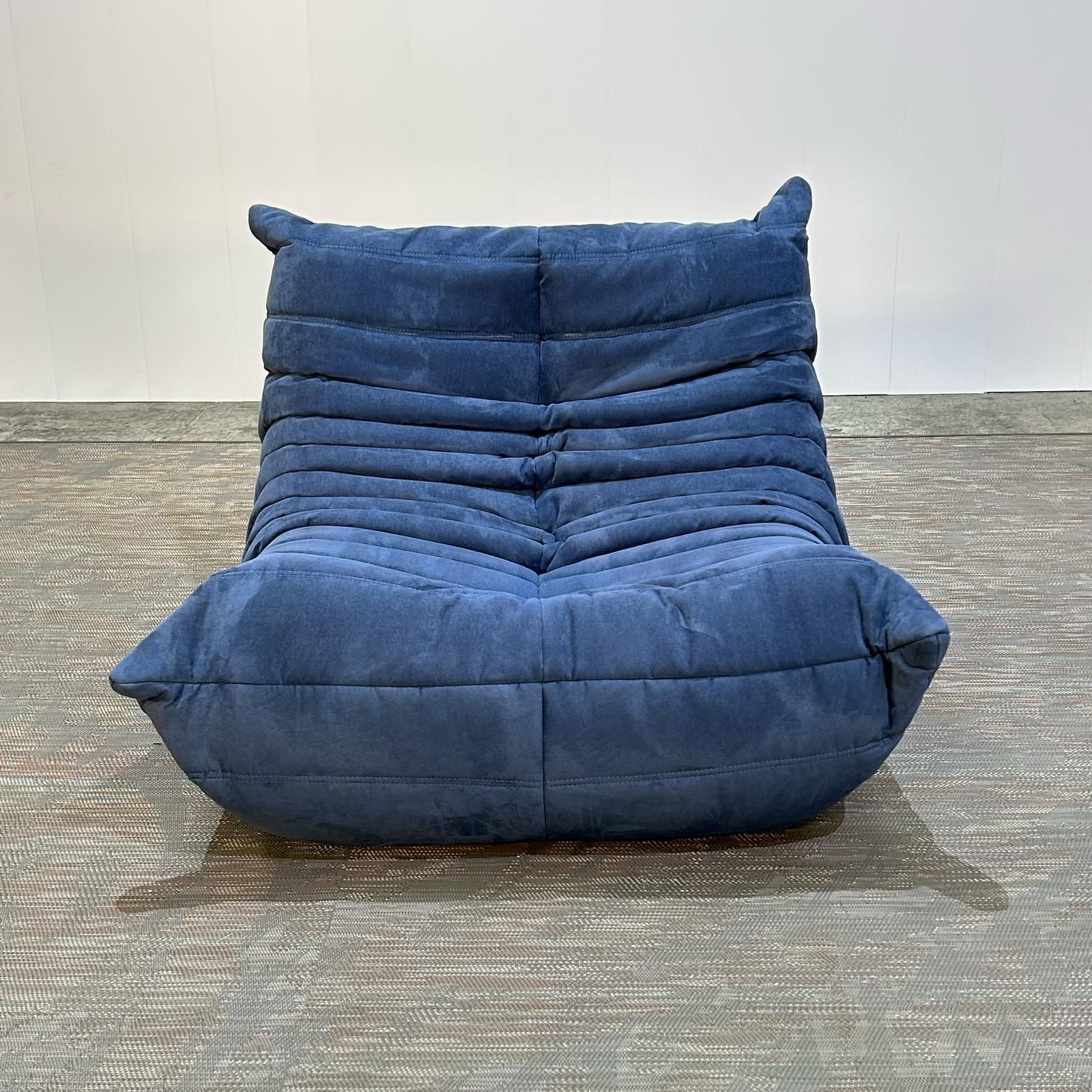 Furniture Ligne Roset By Michel Ducaroy Togo Blue Modular Sofa And Footstool, Set Of Five photo