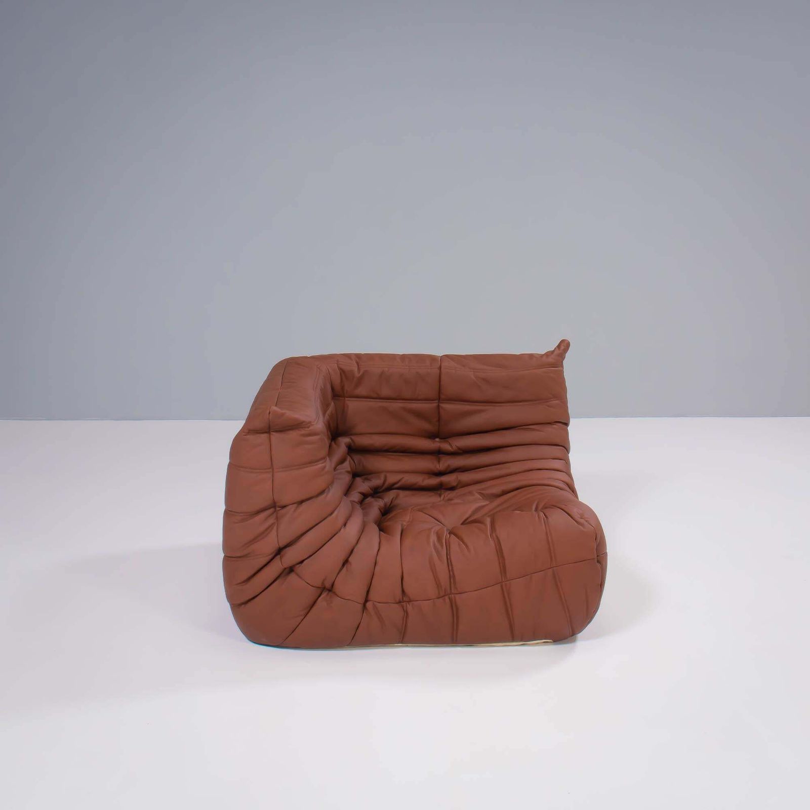 Ligne Roset By Michel Ducaroy Brown Leather Togo, Set Of Three photo vintage