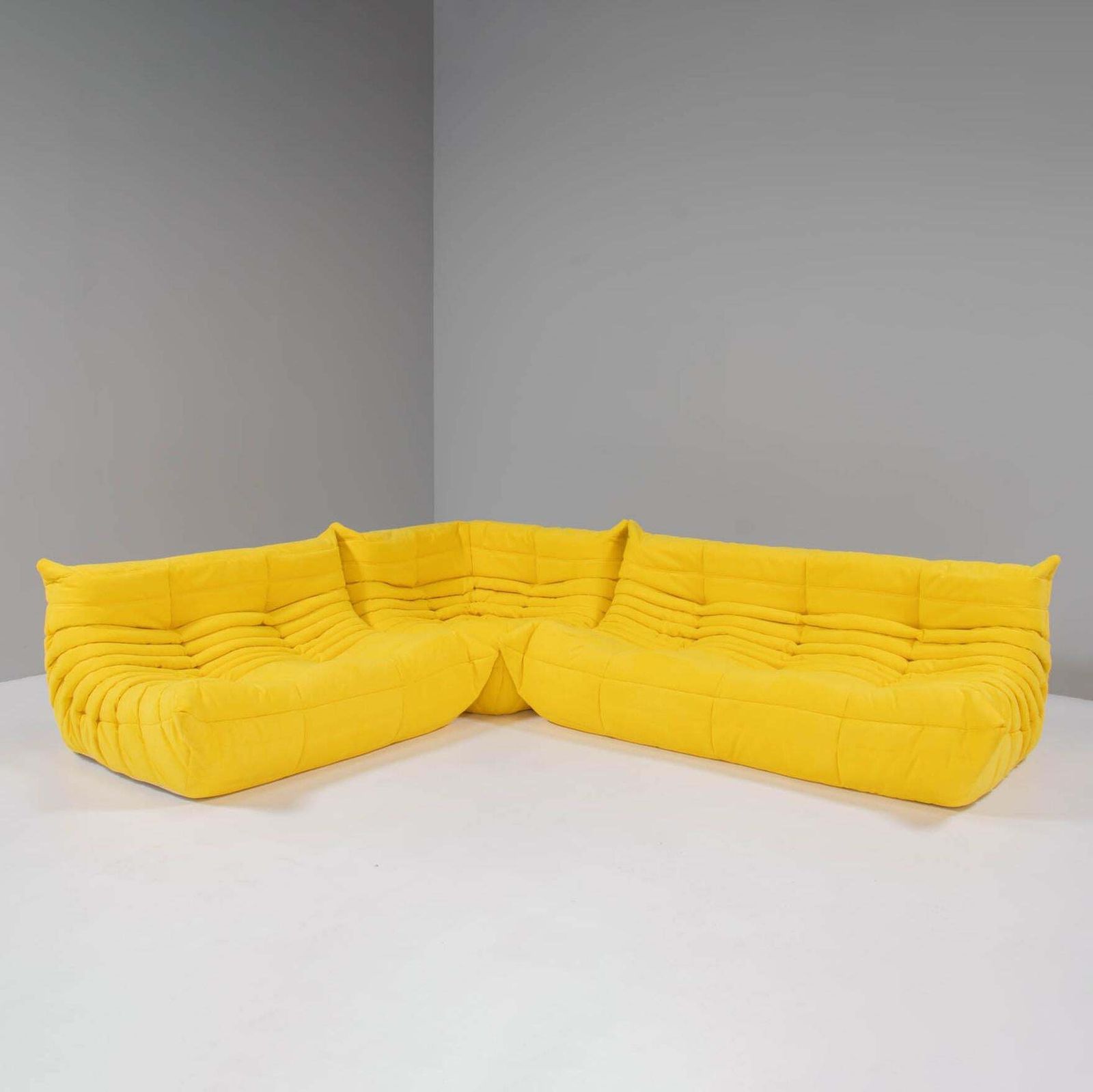 photo for sale Ligne Roset By Michel Ducaroy Togo Yellow Sofa And Footstool, Set Of Five