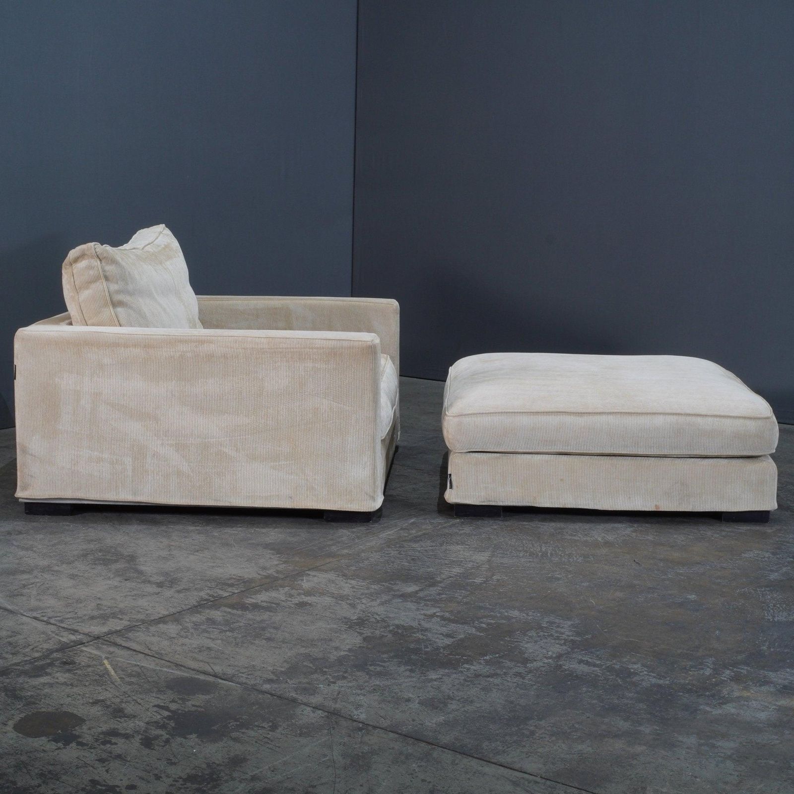 Roche Bobois Cream Cord Armchair And Footstool photo 1512.0