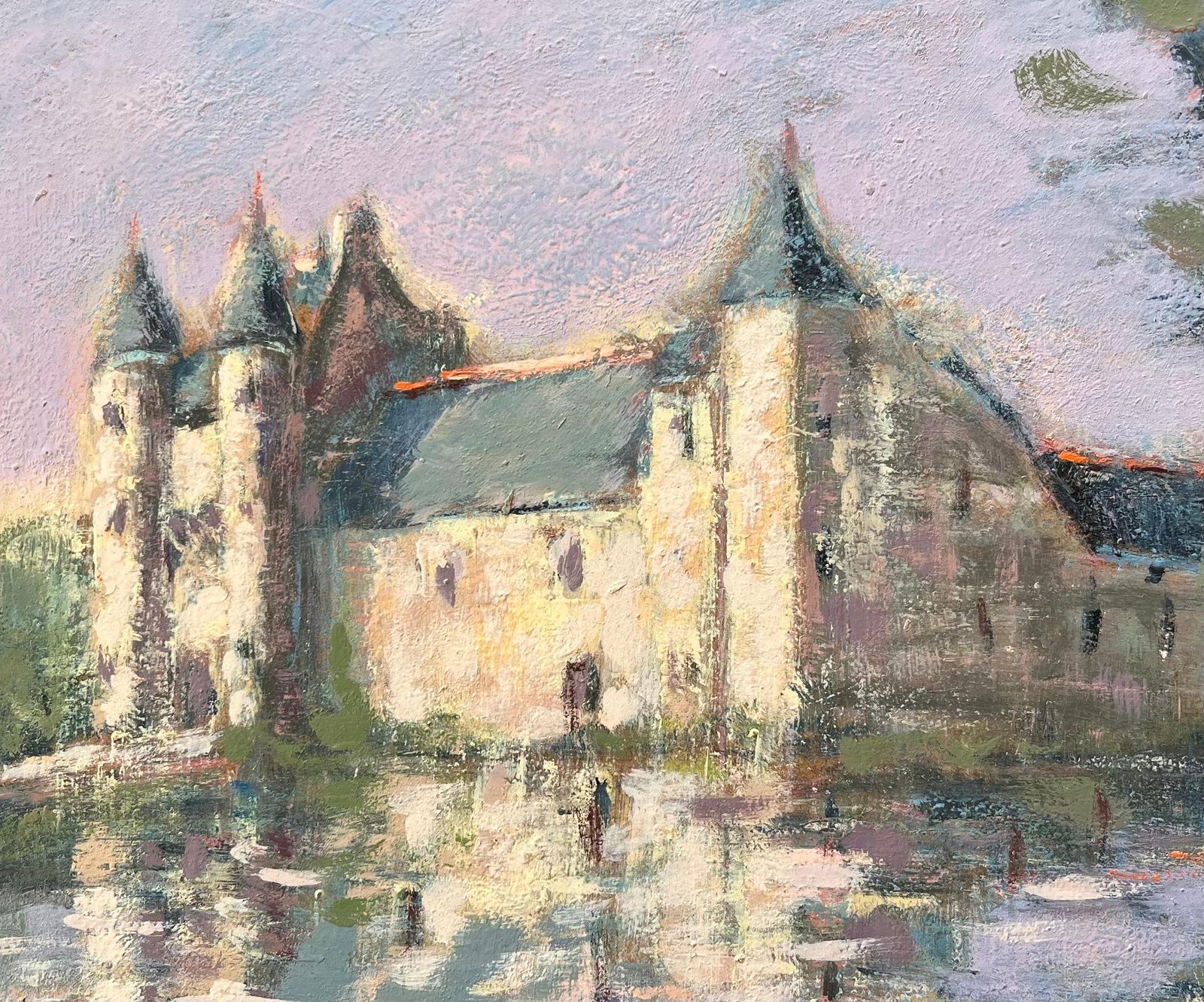 Fanch Lel Impressionist Reflections Of A French Chateau In Soft Lavender Light With Moat photo vinterior