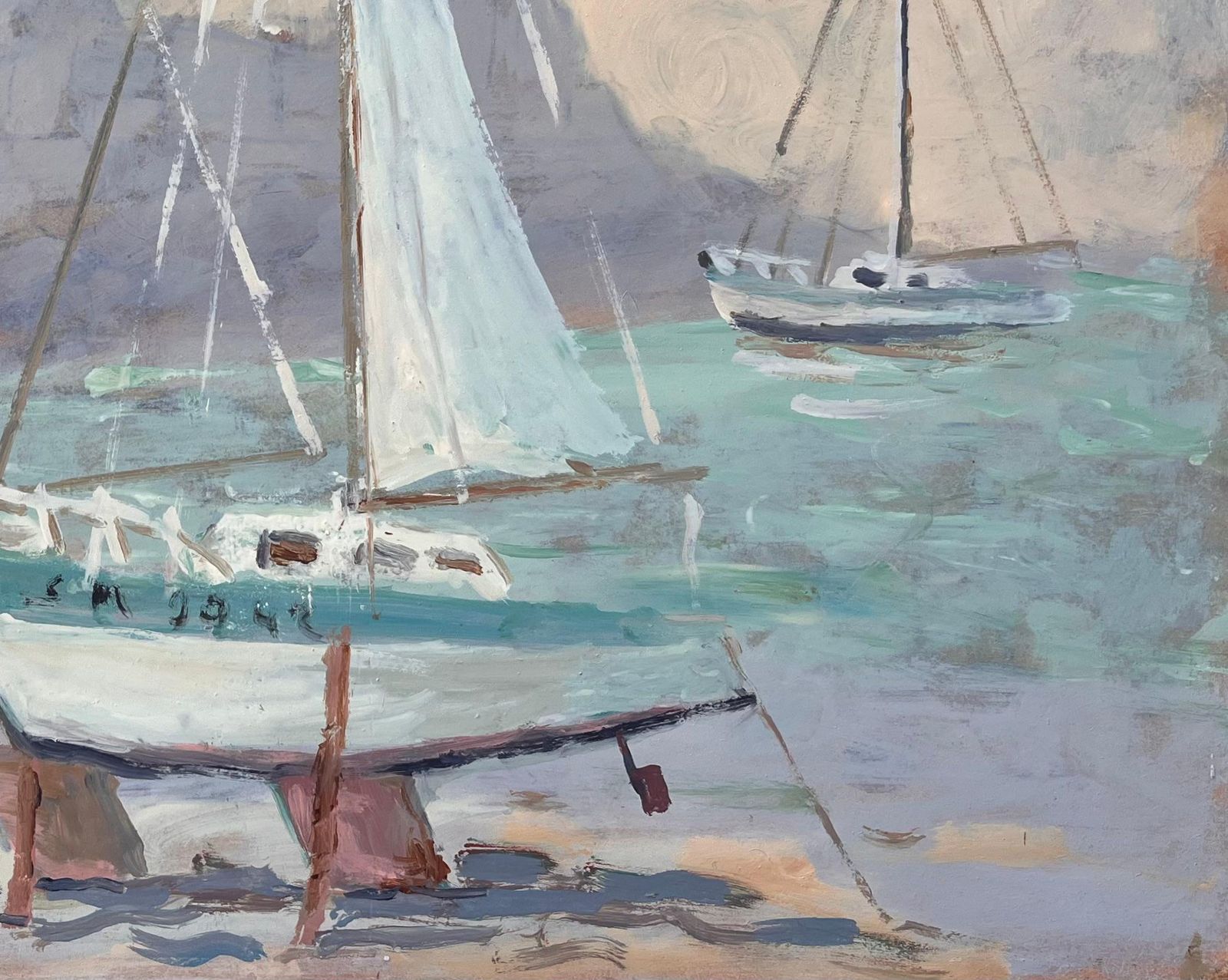Fanch Lel French Impressionist Painting Of Boats On The Beach At Dinard photo Art