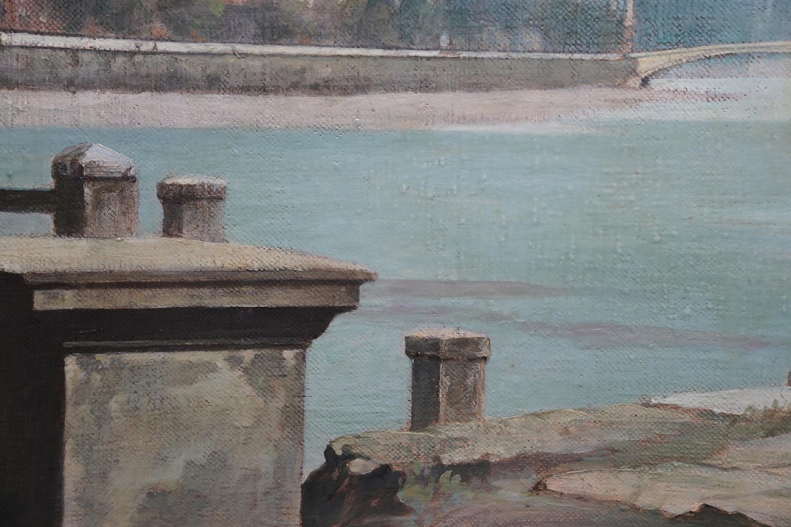 Bertram Nichollsvauxhall Bridge London 1951   British Post Impressionist Landscape Oil Painting1951 photo 4589.0