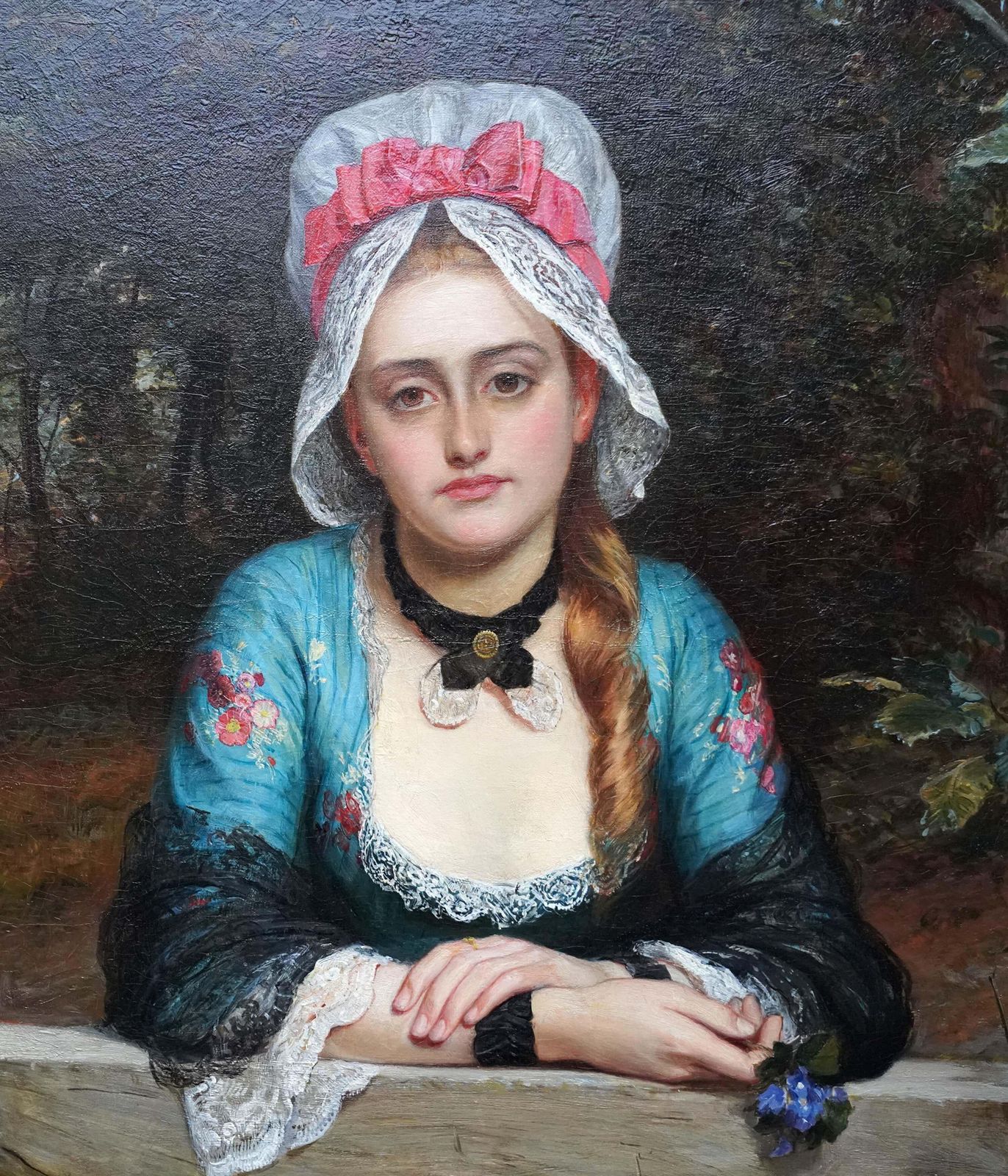Charles Sillem Lidderdalepensive Thoughts   A Portrait   British 1872 Victorian Art Oil Painting1872 photo furniture