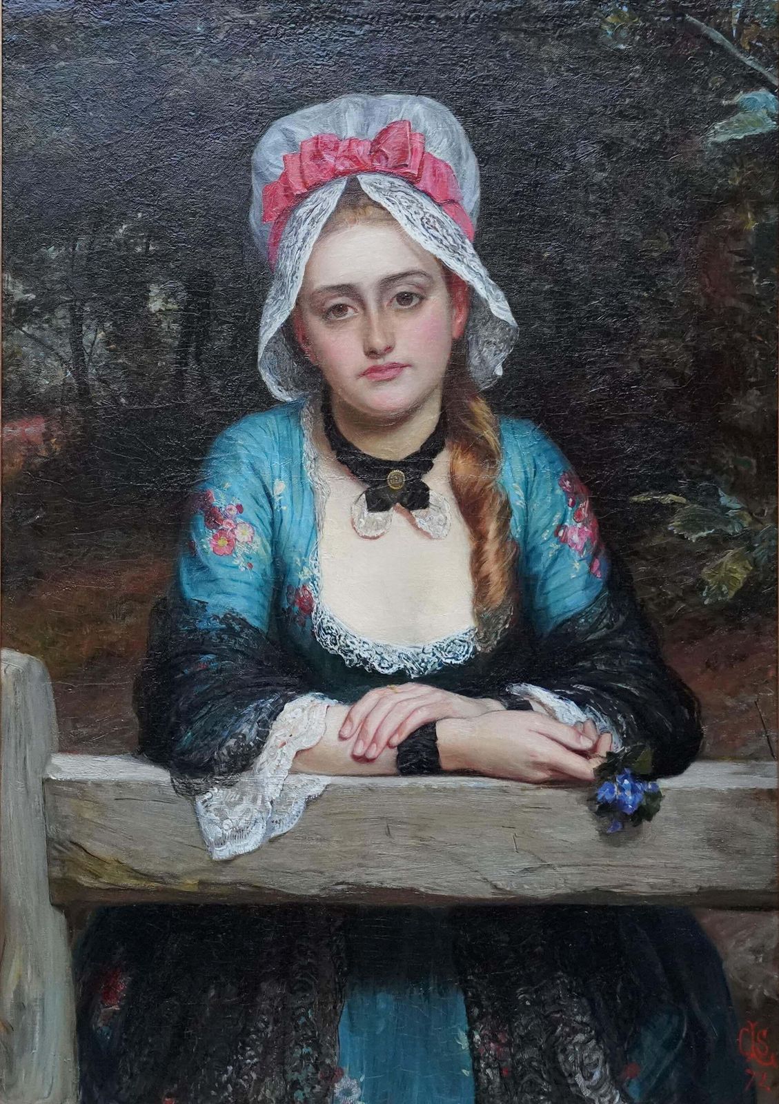Art Charles Sillem Lidderdalepensive Thoughts   A Portrait   British 1872 Victorian Art Oil Painting1872 photo