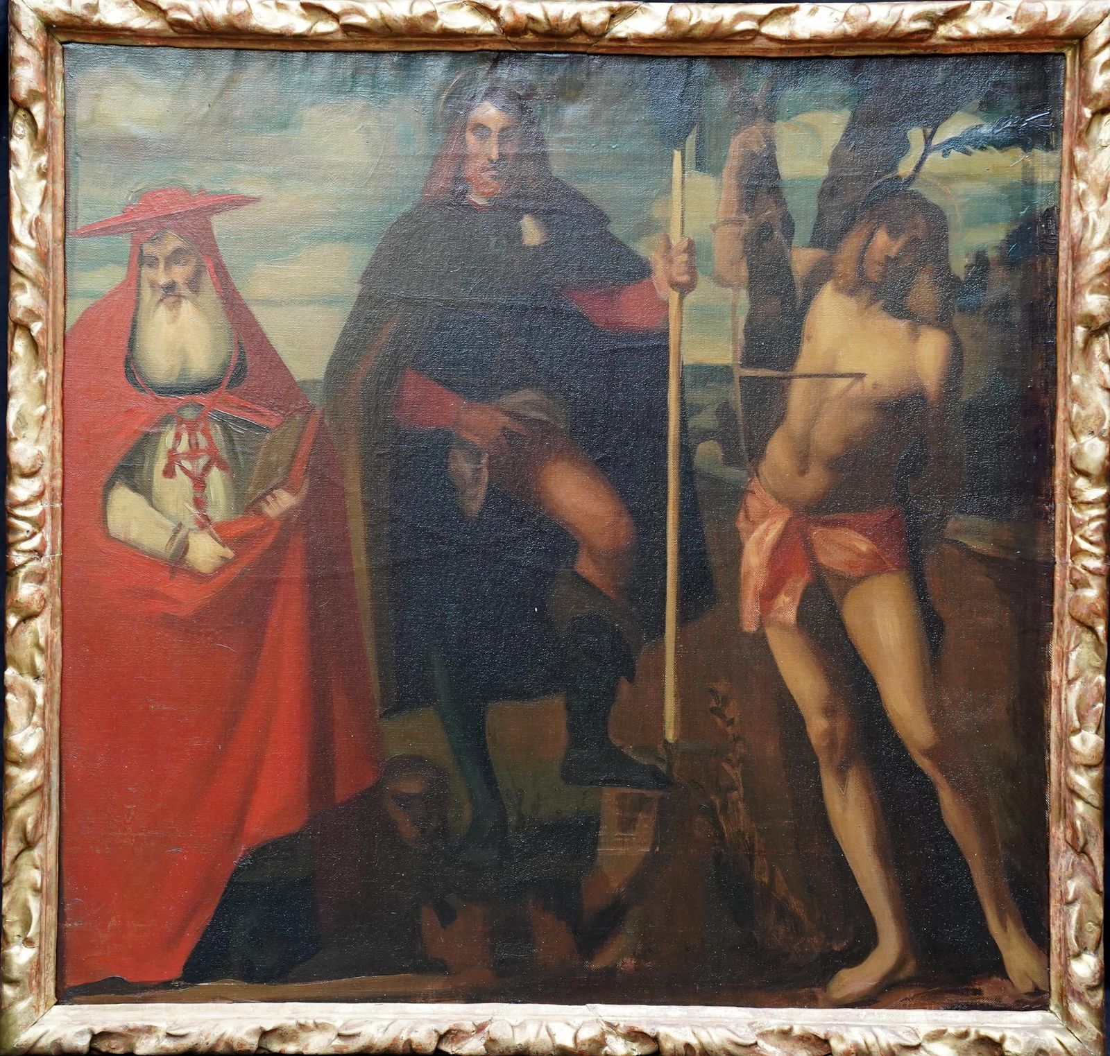 Wilfred Gabriel De Glehnsaint Roch With Saint Jerome + Saint Sebastian   British Edwardian Oil Paintingcirca 1910